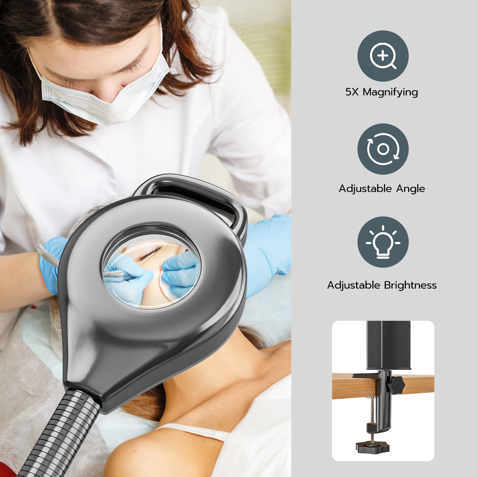 Professional 3-in-1 Facial Steamer with Wheels for Estheticians - Black Beauty Steamer with 5X LED Magnifying Lamp & Hot/Cold Mist Function | Perfect for Spa Treatments, Skin Care Clinics & Home Facial Therapy