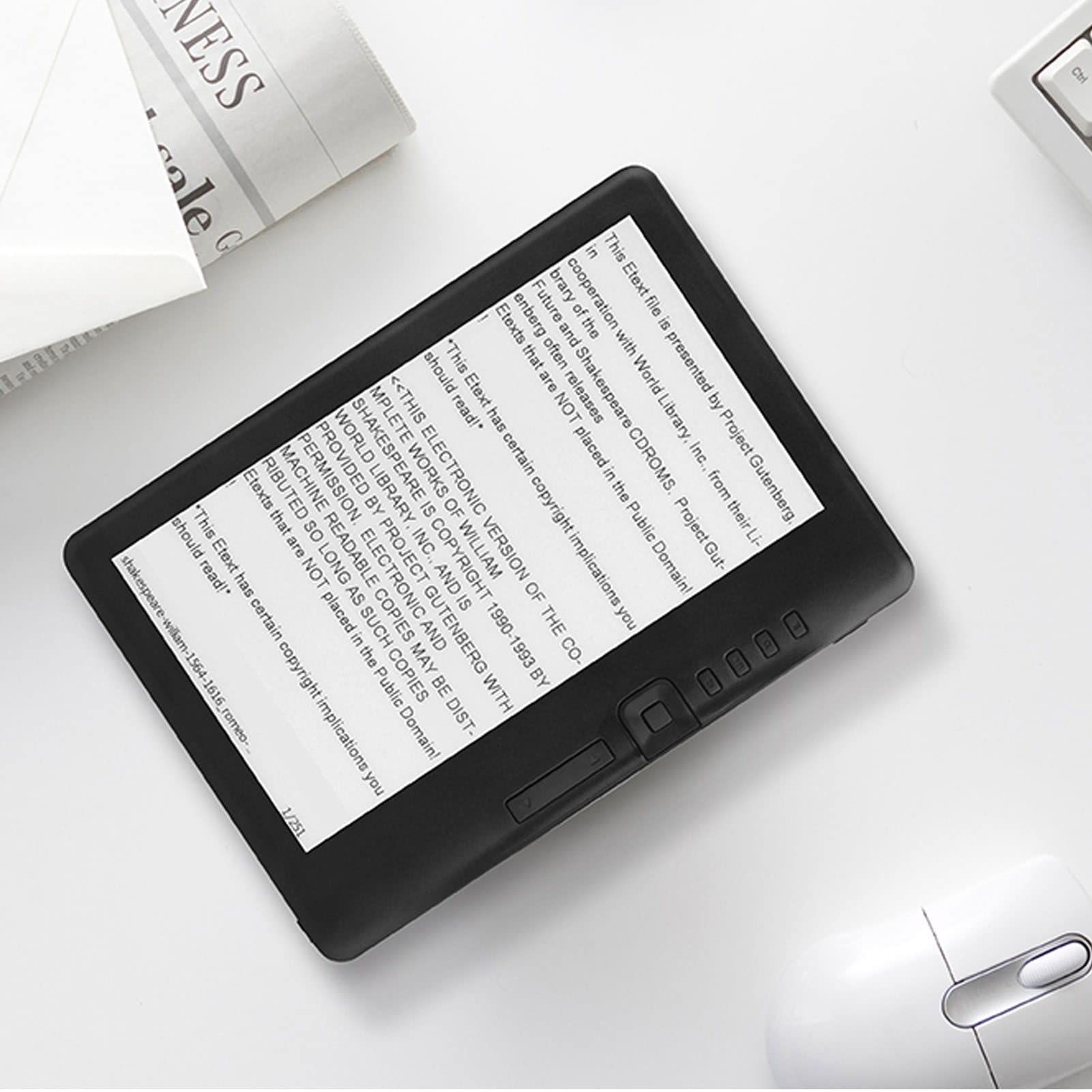 7in Waterproof HD Color E-Reader with 16:9 Screen, Navigation Buttons & 8GB Storage - Includes Black Protective Case - Perfect for Beach Reading, Commuting, and Nighttime Reading