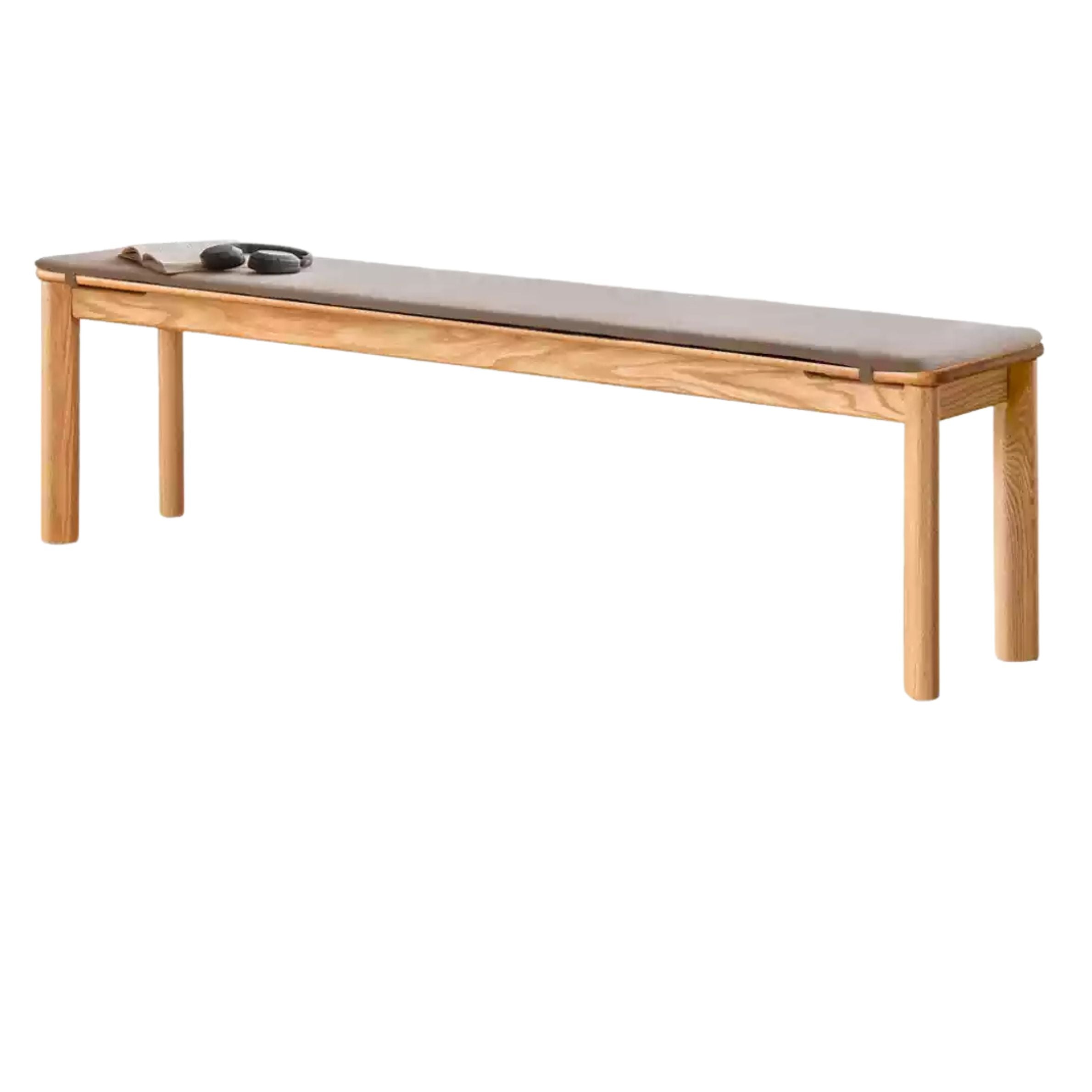 Modern Oak Solid Wood Long Bench - Durable & Stylish Entryway, Dining, or Living Room Seating Furniture for Home Decor