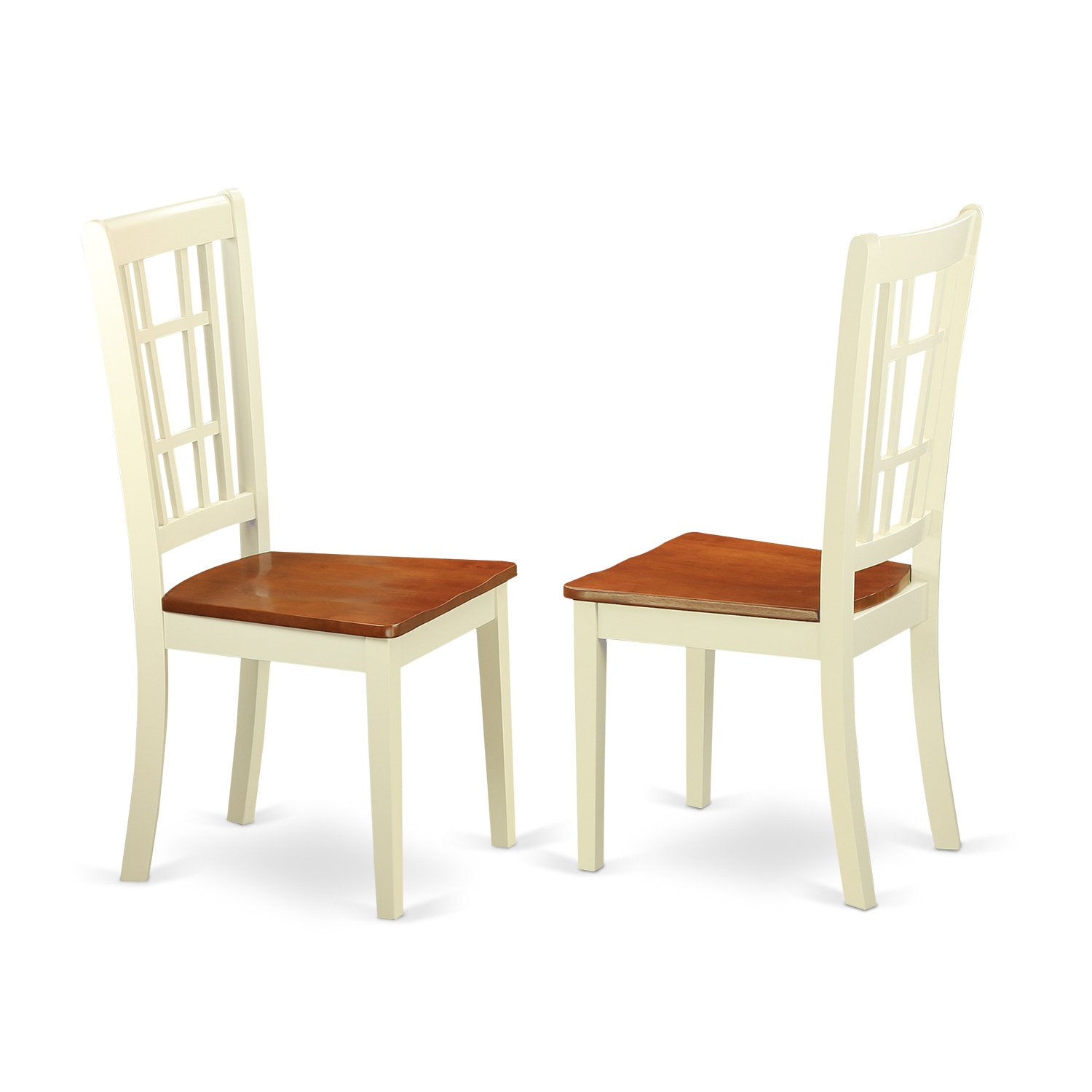 East West Furniture SUNI5-BMK-W 5-Piece Modern Dining Set - Round Wooden Drop-Leaf Table with Shelves & 4 Chairs, 42x42 Inch, Buttermilk & Cherry - Perfect for Small Spaces, Breakfast Nooks & Cozy Dining Rooms