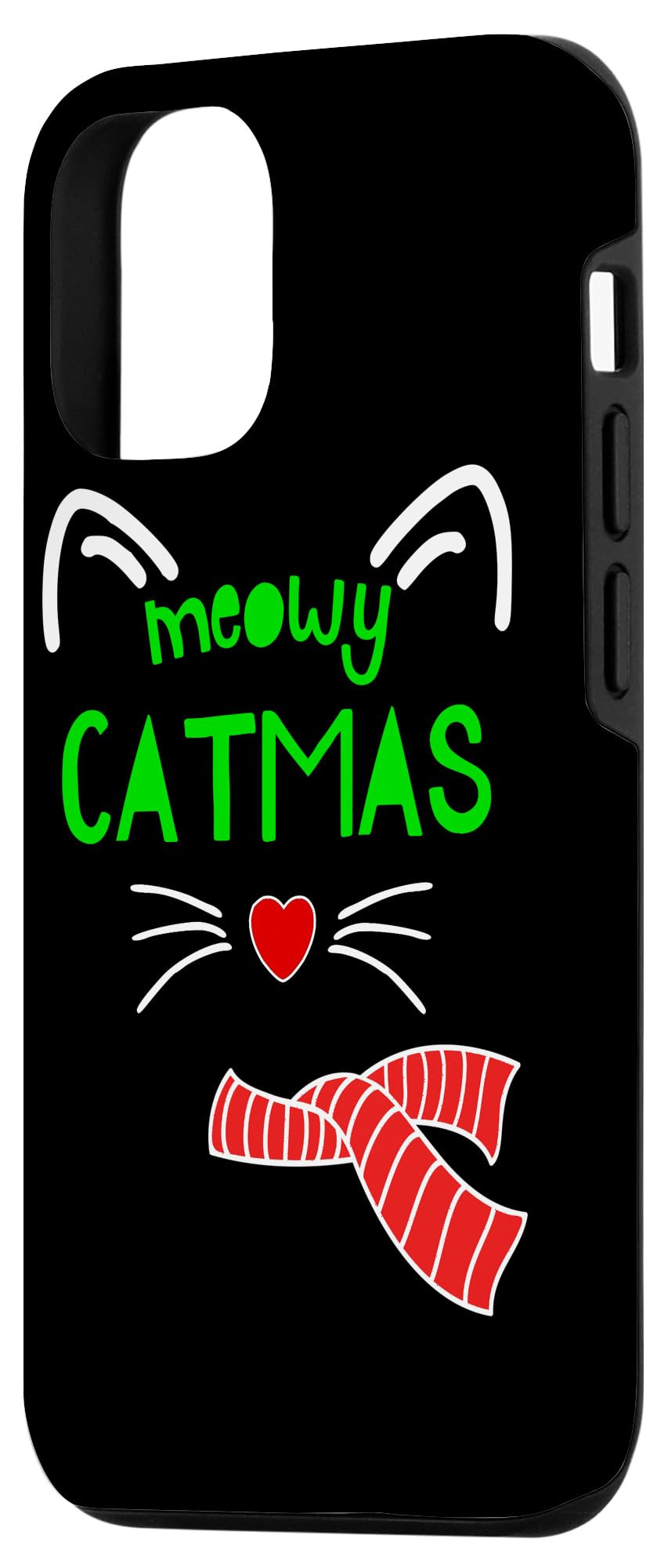 iPhone 12/12 Pro Christmas Cat Case - Cute Meowy Catmas Design with Red Scarf | Perfect Holiday Gift & Winter Protection