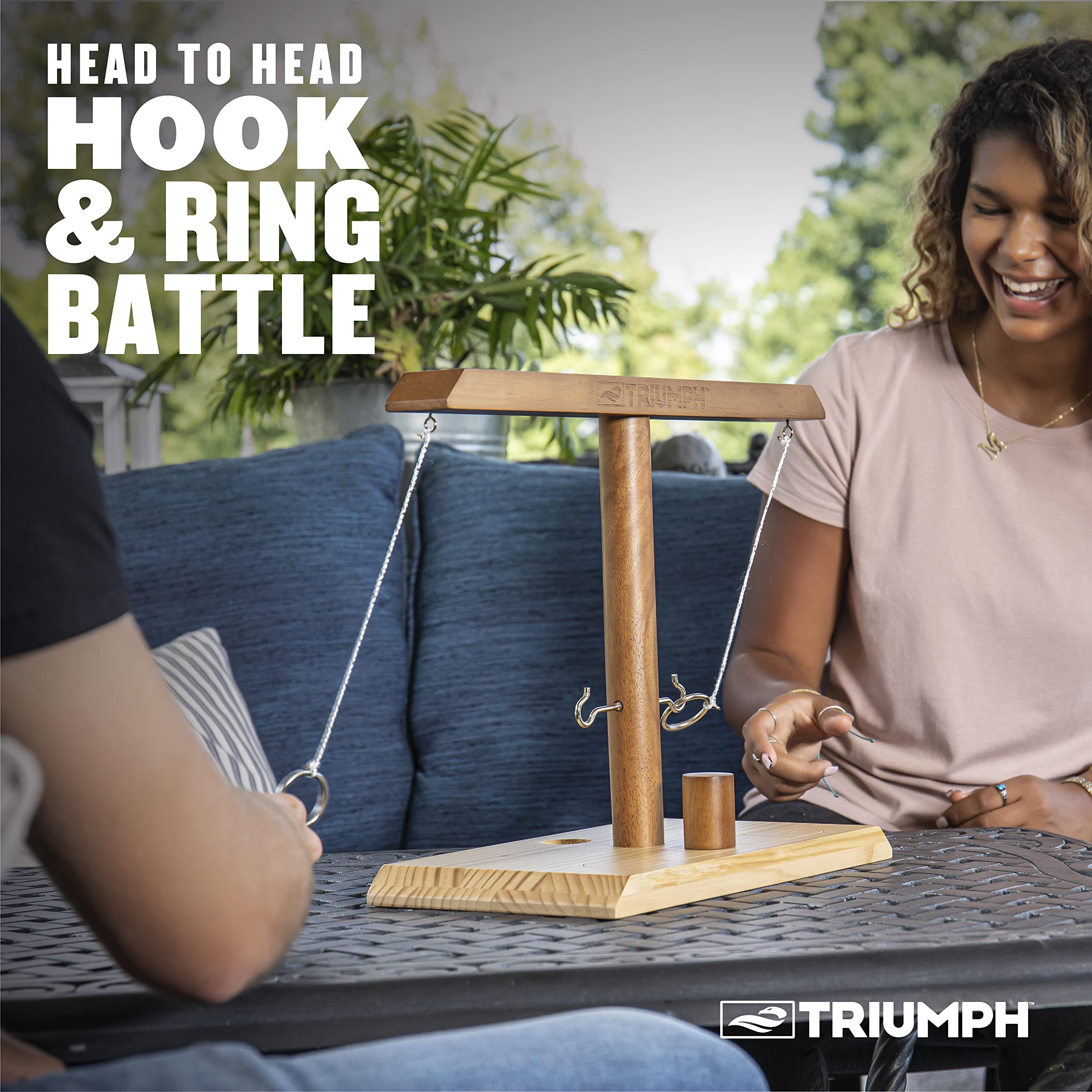 Triumph Sports Hook and Ring Toss Game - Outdoor & Indoor Fun for Adults, Kids, Family Parties, Backyard, Beach, Camping | Durable Ring Toss Battle Game