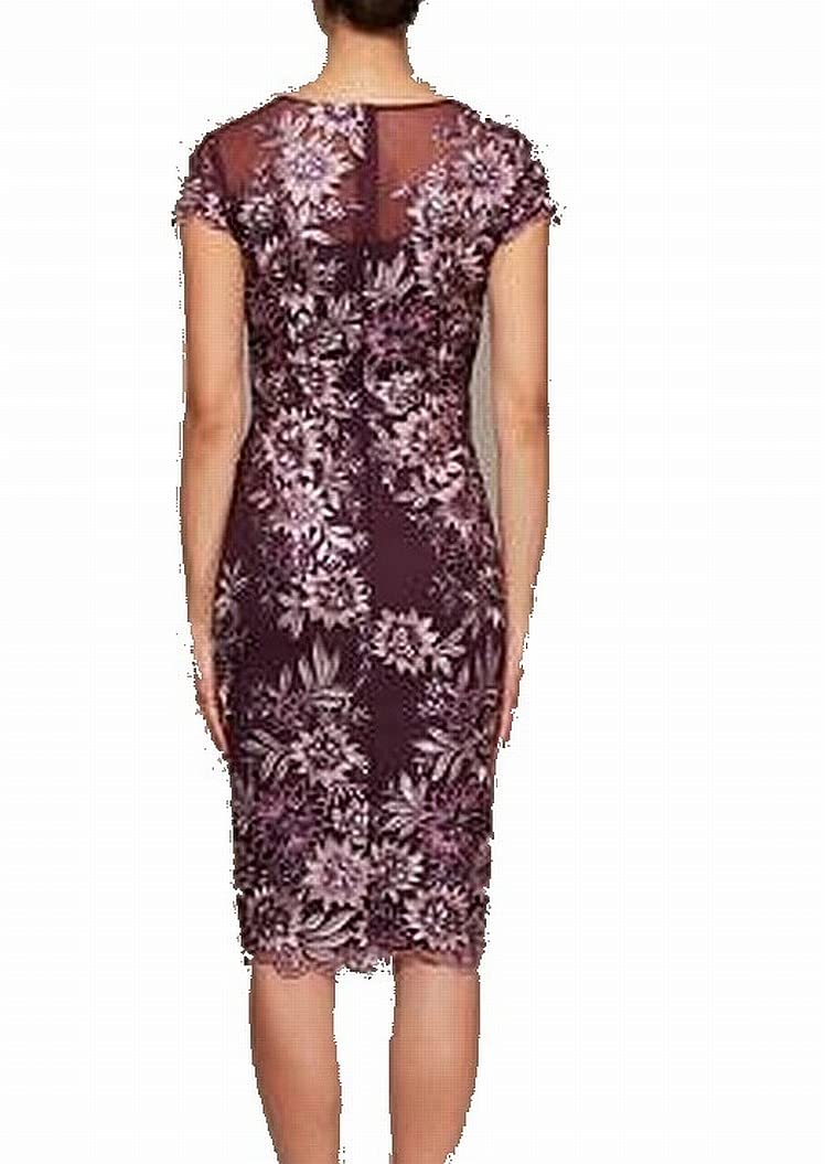 Alex Evenings Women's Short Floral Embroidered Cocktail Sheath Dress - Wedding Guest, Formal Gown for Special Occasions - Available in Petite & Regular Sizes - Perfect for Bridal Showers, Evening Parties & Black Tie Events