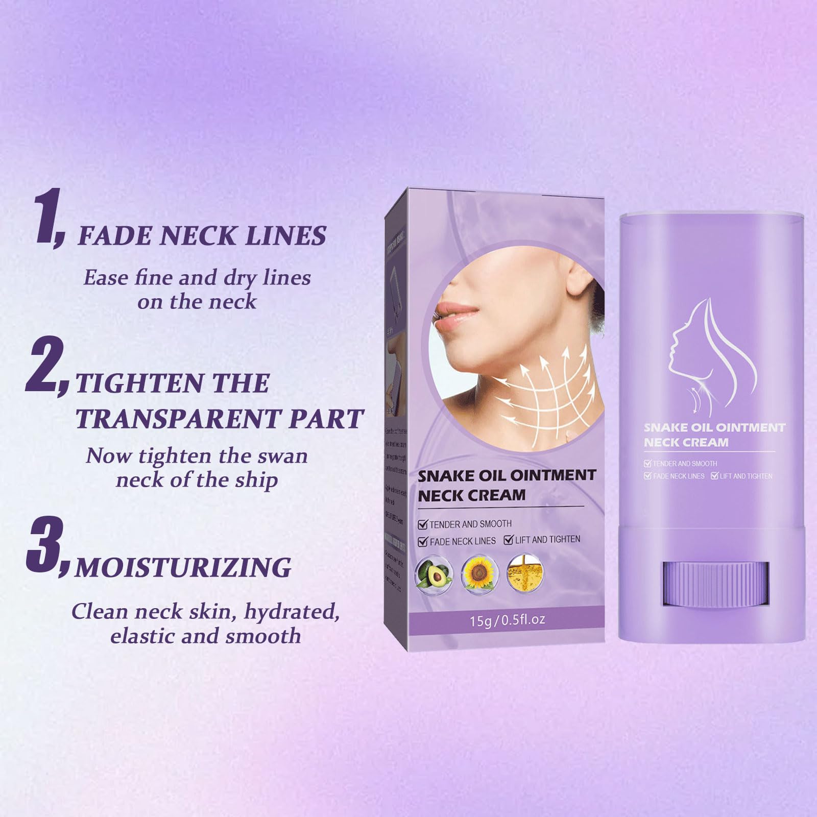 Samuwak Neck Firming Stick - Tighten & Lift with Snake Oil & Jojoba - for Sagging Skin Care - 2PCS - Perfect for Daily Anti-Aging Routine