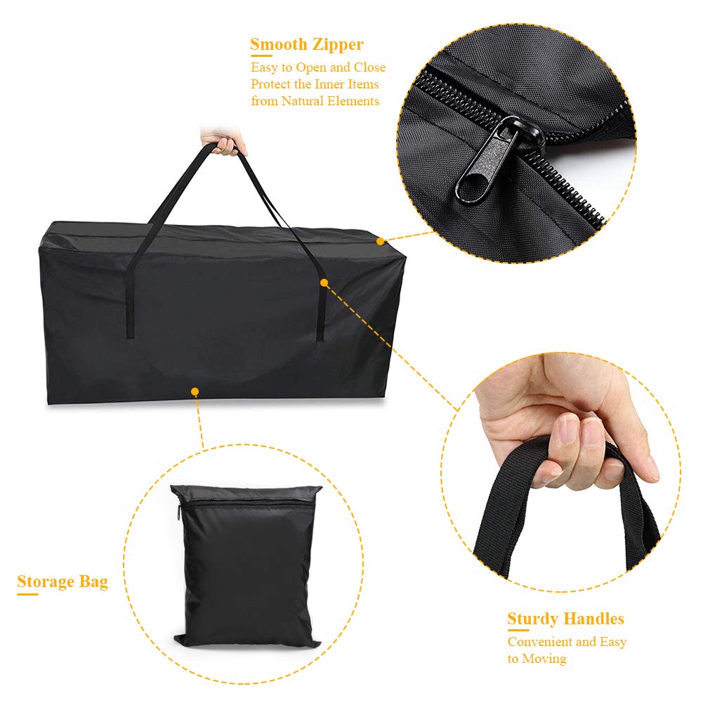 48 Inch Waterproof Outdoor Cushion Storage Bag - Heavy Duty Patio Furniture Cover for Sofa, Chair & Seat Cushions - Ideal for Deck, Poolside & Garden Furniture Protection