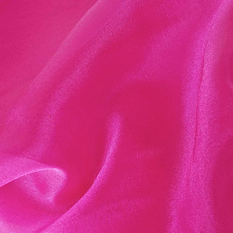 10 Fuchsia Curly Chiffon Chair Sashes Bows for Wedding Decor - Elegant Party Ceremony & Reception Chair Ties - Bulk Wholesale Supplies for Bridal Showers, Baby Showers, Banquets and Special Events