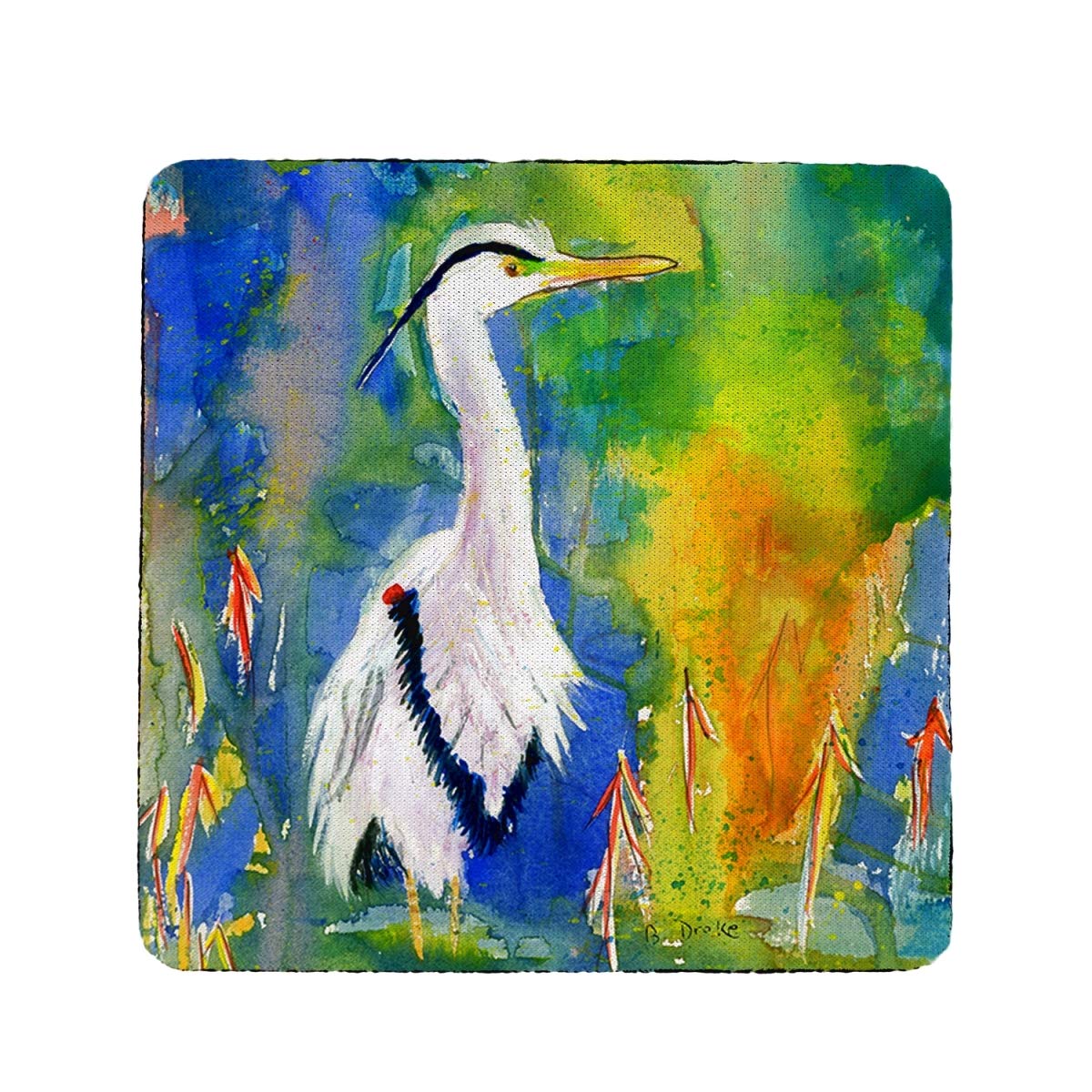Betsy Drake CT329 D&Bs Blue Heron Coaster Set of 4 - Absorbent Ceramic Drink Coasters for Coffee, Wine & Beverages - Perfect for Home, Office & Restaurant Use