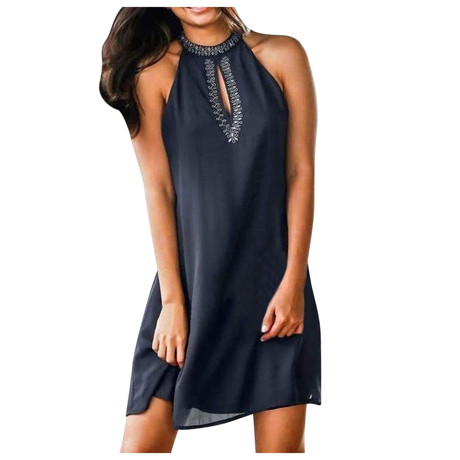 Nulairt Women's Halter Dress - Sleeveless Boho Mini Sundress for Summer, Casual Beach Party & Outdoor Wear | Perfect for Vacations, Date Nights & Festivals
