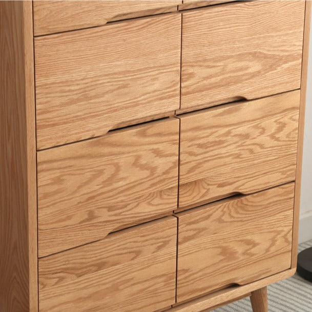 Camilla RITZ 8-Drawer Chest - Japanese Nordic Style Solid Wood Dresser (Walnut/Cherry) - Bedroom Storage Furniture for Clothes & Home Organization