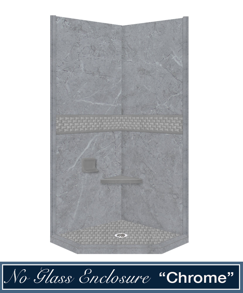 Premium Grio Marble Jewel Neo Shower Enclosure Kit - Modern Frameless Glass Bathroom Upgrade for Luxury Homes & Spa Retreats