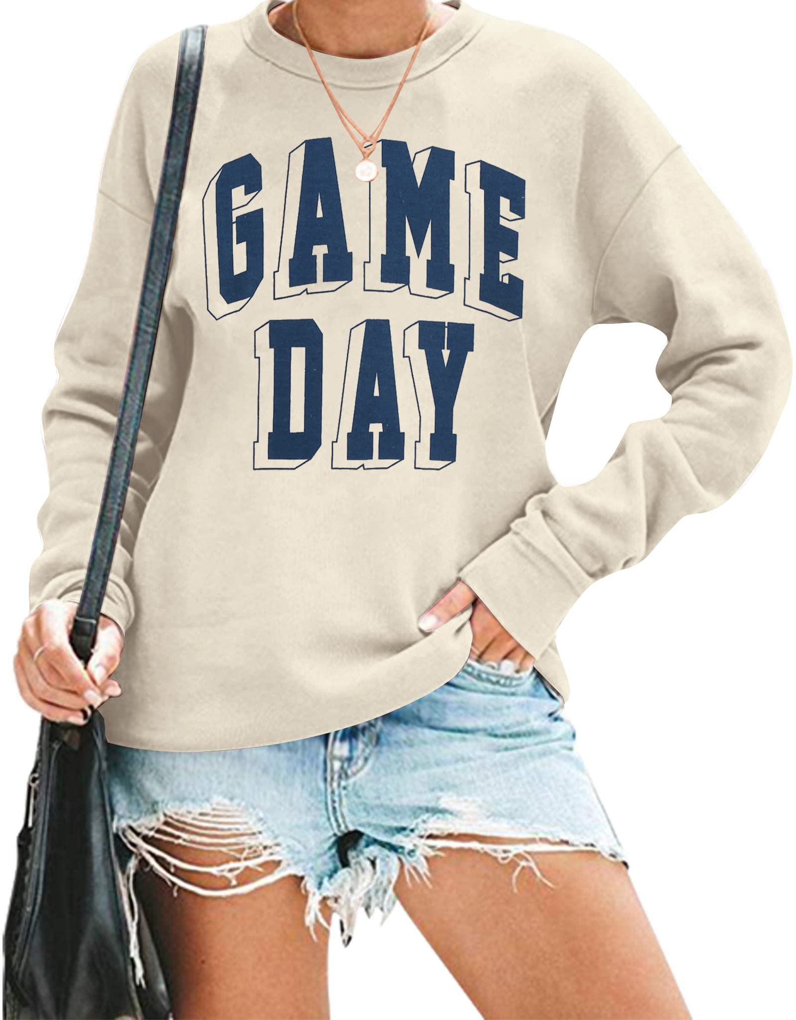 Women's Football Fan Game Day Sweatshirt - Letter Print Long Sleeve Casual Top for Tailgating, Watch Parties & Game Day Outfits