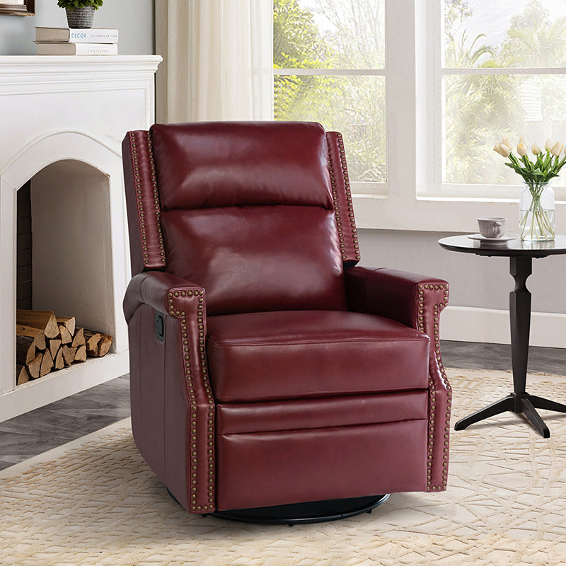 Canace Modern Genuine Leather Manual Glider Rocker Recliner Chair - Comfortable Swivel Lounge Chair for Living Room, Nursery, and Office Relaxation