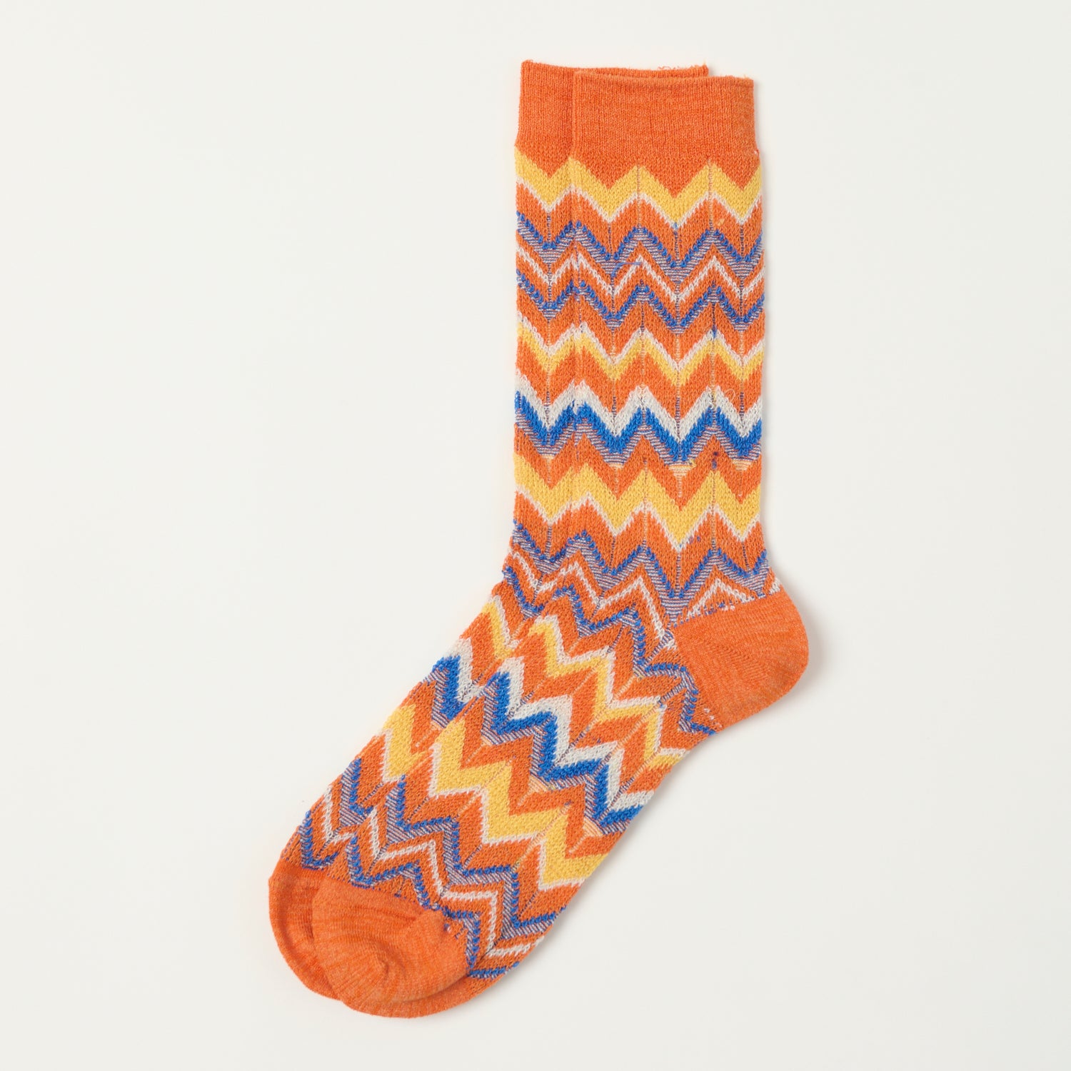 Anonymous Ism Modern Herringbone Crew Socks - Stylish Orange Casual Socks for Men & Women - Perfect for Everyday Wear, Work, and Outdoor Activities