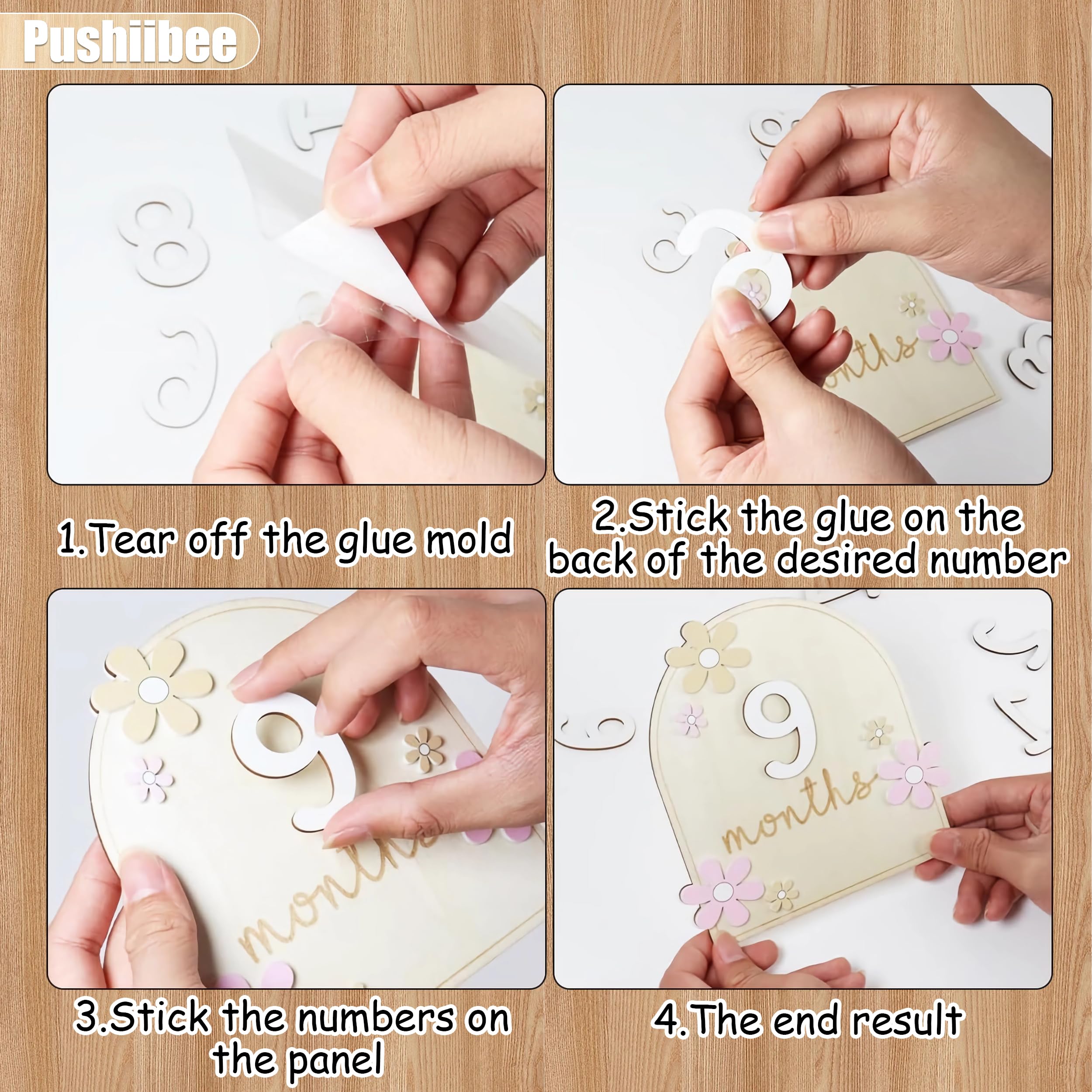 Wooden Baby Milestone Cards Set - 11 Monthly Number Signs with Cloth Bag for Newborn Photo Props | Perfect for Baby Showers, Birth Announcements & Monthly Growth Tracking