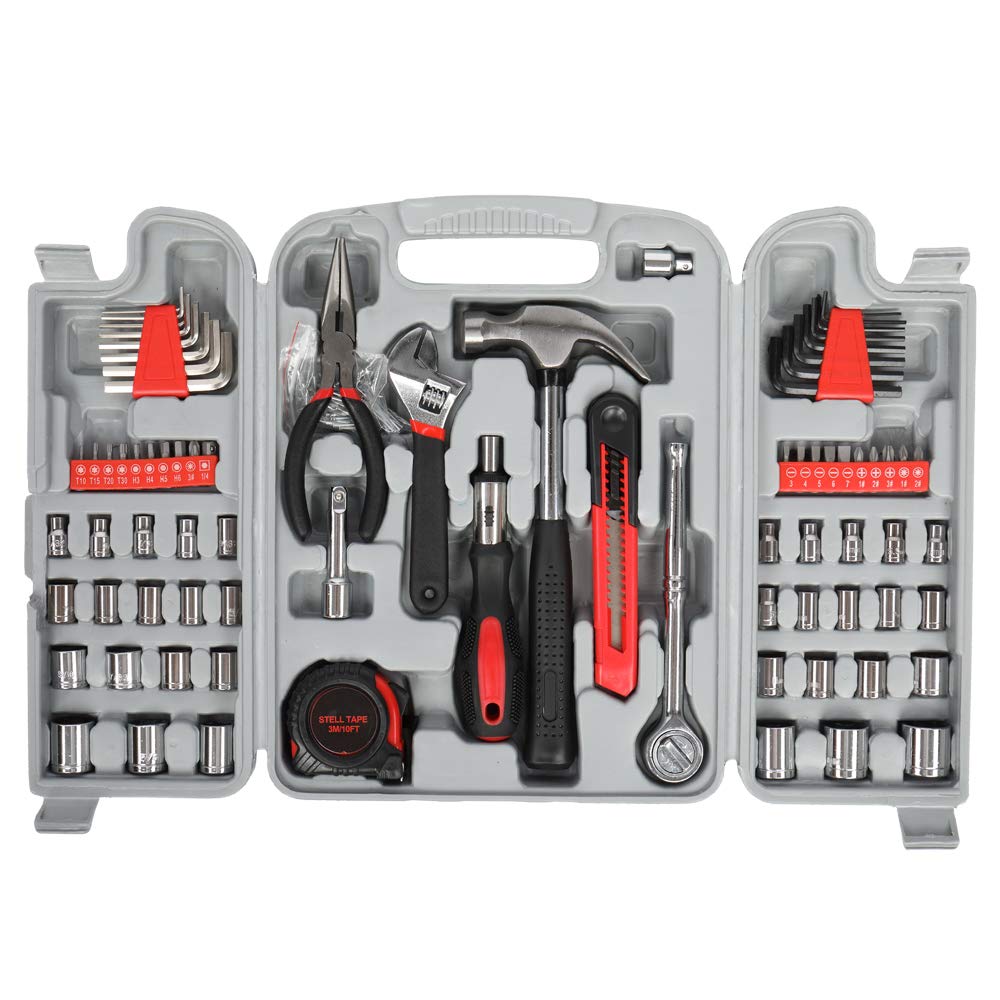 GT4-LY 186-Piece Tool Set in Grey & Black - Complete Home Repair & DIY Tool Kit for Automotive, Construction & Household Projects