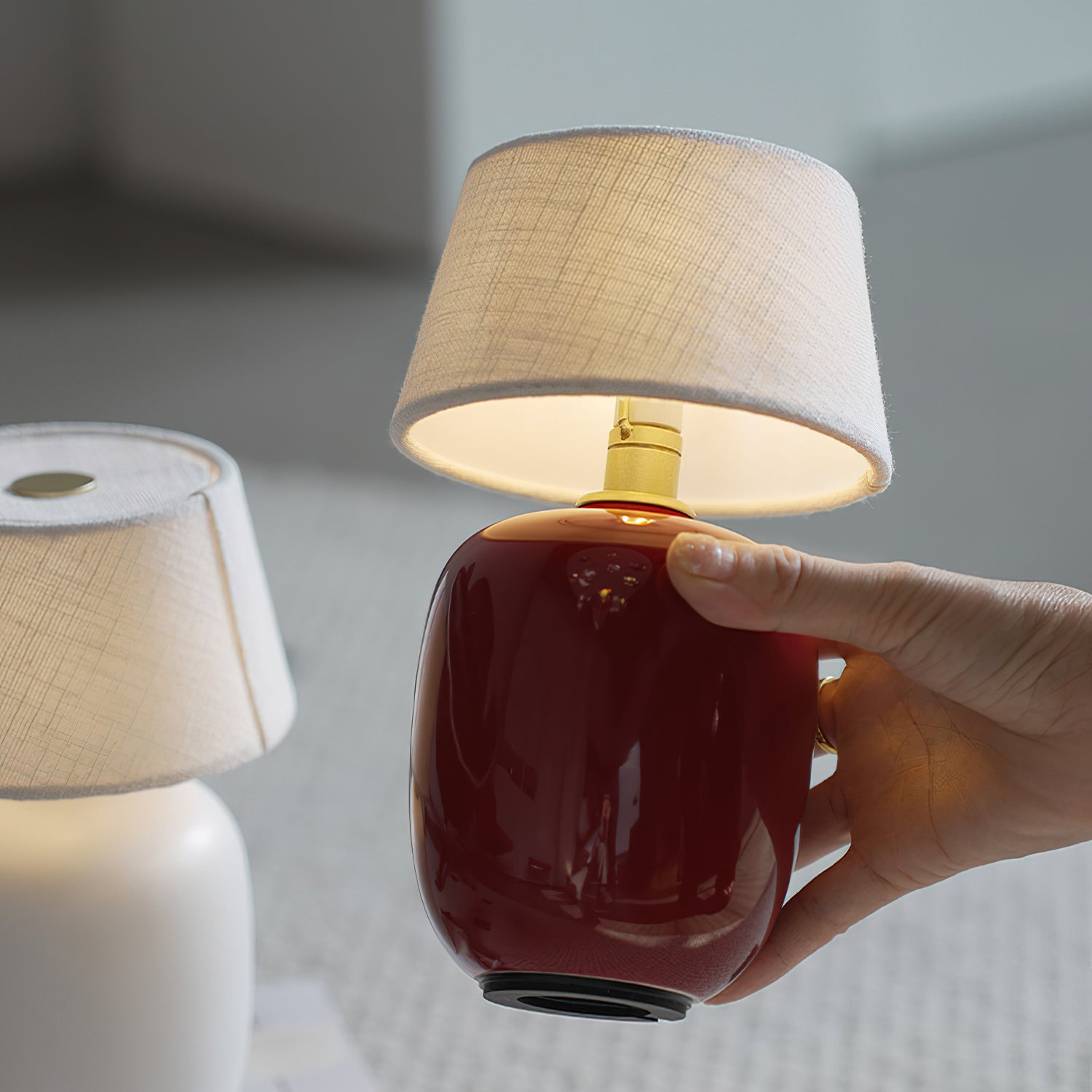 Como Petite Table Lamp - Modern Small Nightstand Lamp for Bedroom, Living Room, Office - Soft Warm White Light, Touch Control, USB Charging - Perfect for Reading, Relaxing & Home Decor