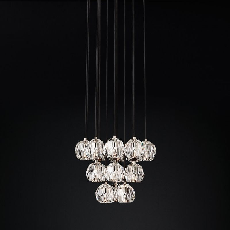 Crystal Ball Cluster Round Chandelier - 19 Lights Modern Ceiling Fixture for Dining Room, Living Room, Bedroom, and Entryway