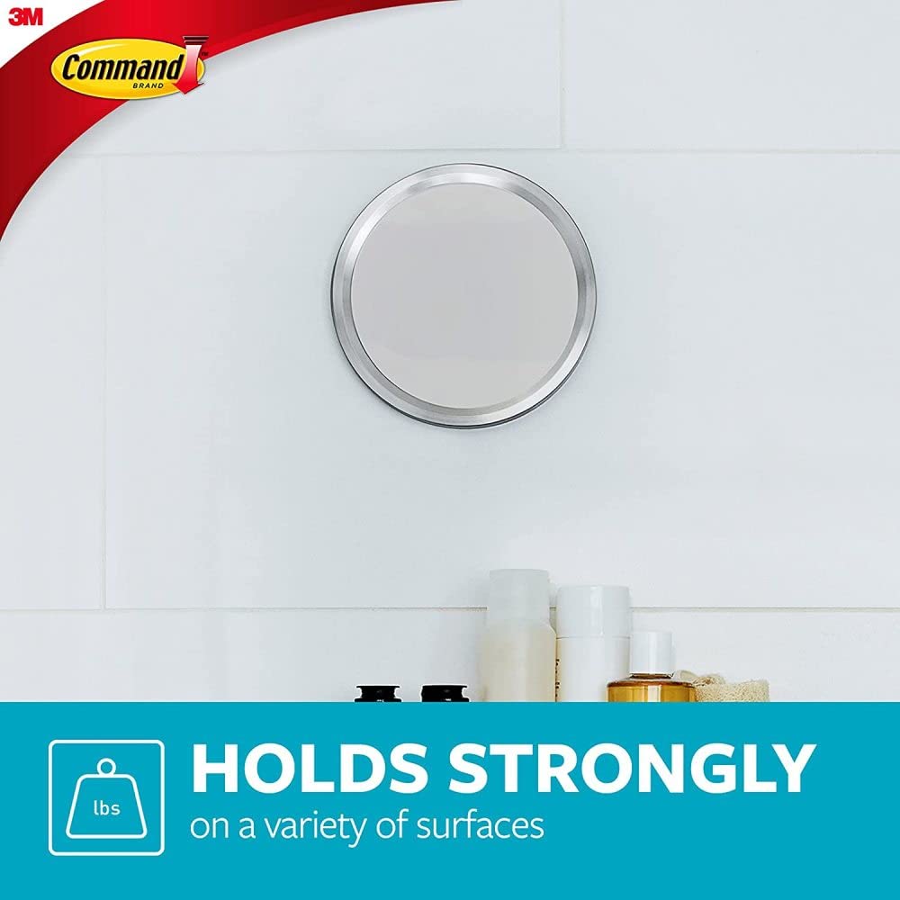 Command BATH35-SN-ES Bathroom Mirror with Adhesive Strips, 1 Pack, Satin Nickel Finish - Perfect for Bathroom Vanity, Shaving & Makeup Application