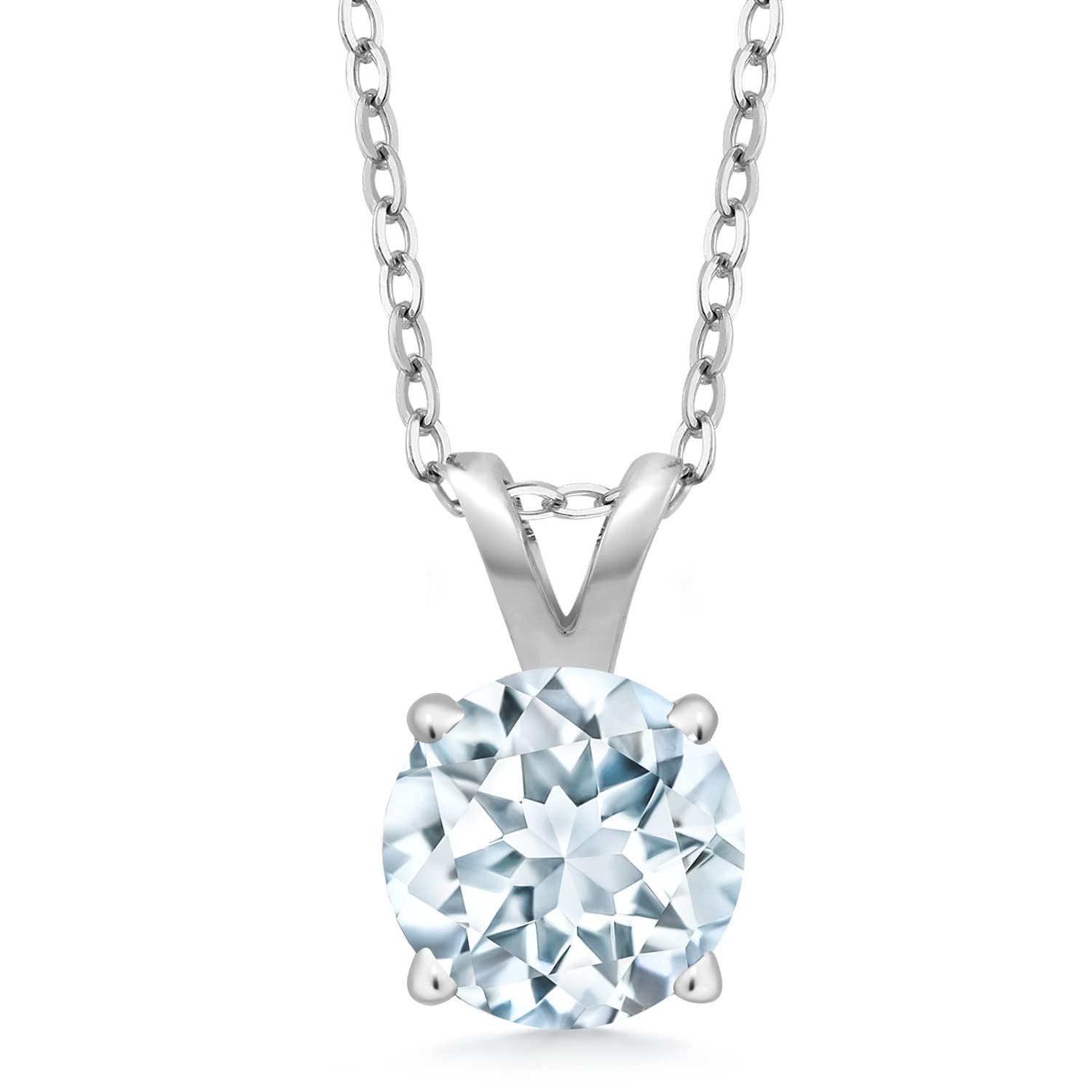 Gem Stone King 925 Sterling Silver 6MM Round Birthstone Pendant Necklace for Women | Solitaire Gemstone Jewelry with 18 Inch Silver Chain | Perfect Gift for Birthday, Anniversary & Special Occasions