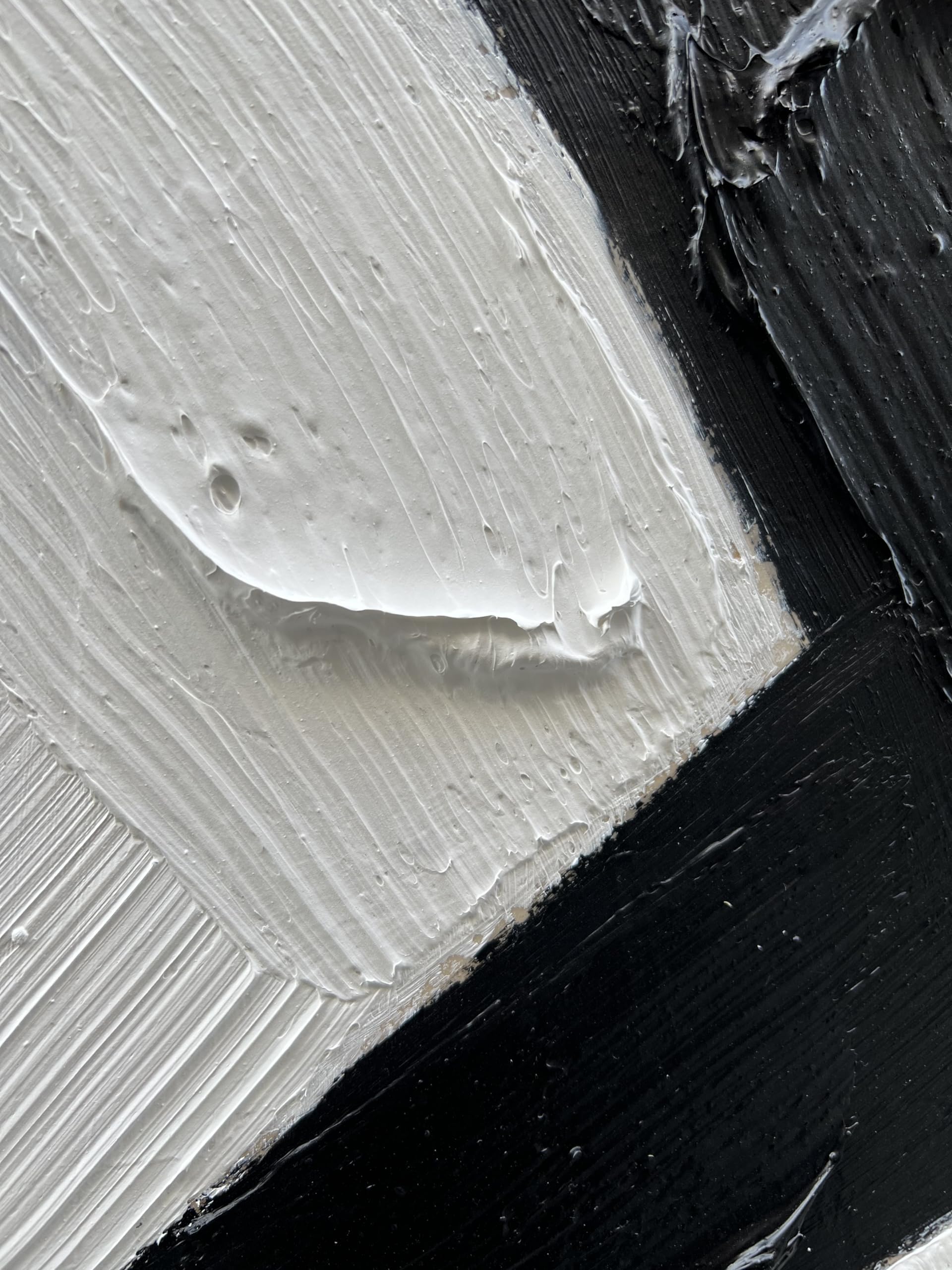 Modern Abstract Black & White Oil Painting - Minimalist Textured Wall Art Set (36x24 Inches, 2 Panels) - Perfect for Living Room, Bedroom & Office Decor