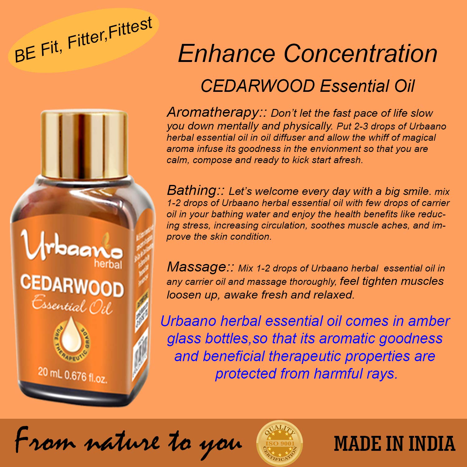 100% Pure Cedarwood Essential Oil for Face, Skin & Hair Care - Therapeutic Grade, Undiluted, No Additives - Aromatherapy, Relaxation & Massage - 20ml in Elegant Gift Pack