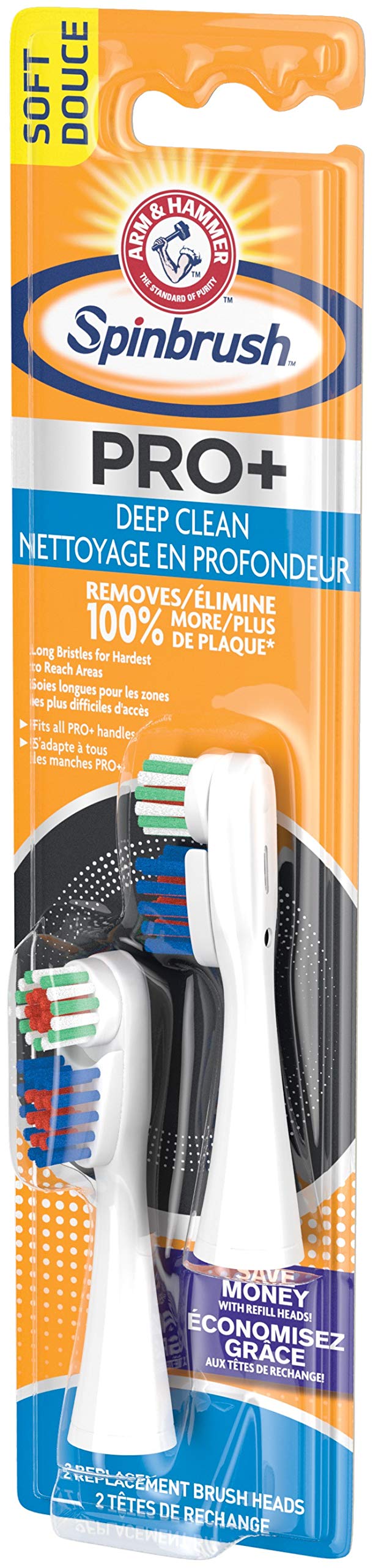 ARM & HAMMER Spinbrush Truly Radiant Deep Clean Soft Replacement Brush Heads - 3 Pack | Electric Toothbrush Replacement Heads for Adults | Perfect for Travel & Daily Oral Care