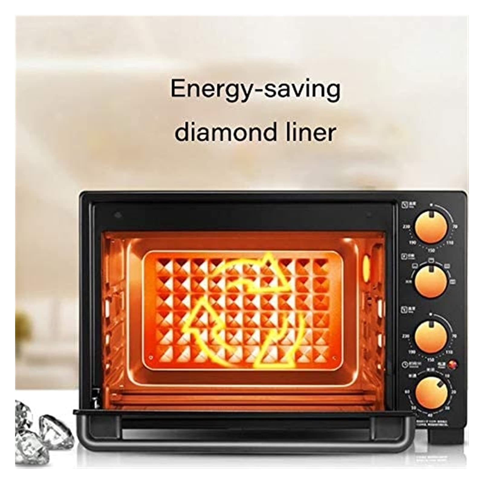 HHWKSJ 4-in-1 Toaster Oven Air Fryer Combo with Convection - 1500W Stainless Steel Countertop Oven for Baking, Roasting & Air Frying - Perfect for Chicken, Fries, Cookies, Cakes - Easy to Clean - Ideal for Small Kitchens, Dorms & RV Cooking