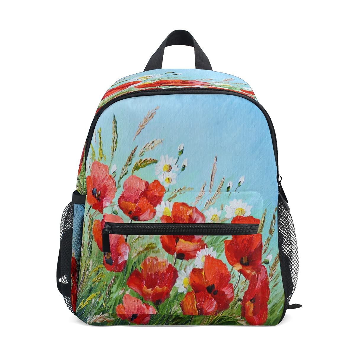 Watercolor Flower Poppy Kids Backpack - Floral School Bookbag for Toddler Boys & Girls, Teens - Perfect for Preschool, Daycare & Outdoor Adventures