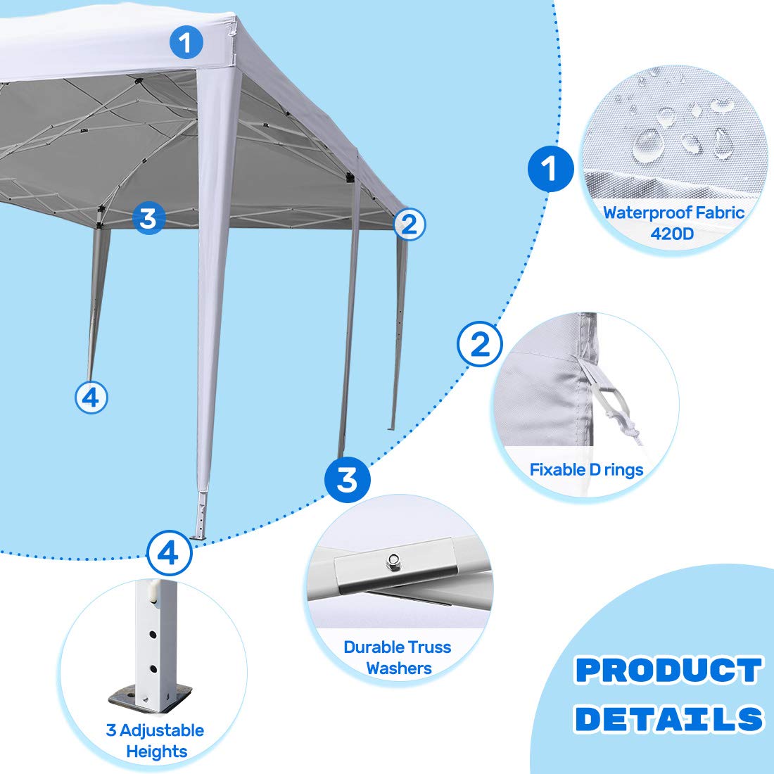 Quictent 10x20 ft Pop Up Canopy Tent - Waterproof Instant Shelter with 6 Sand Bags for Outdoor Events, Parties, Picnics & Camping | Heavy Duty Gazebo for Backyard, Beach & Tailgating