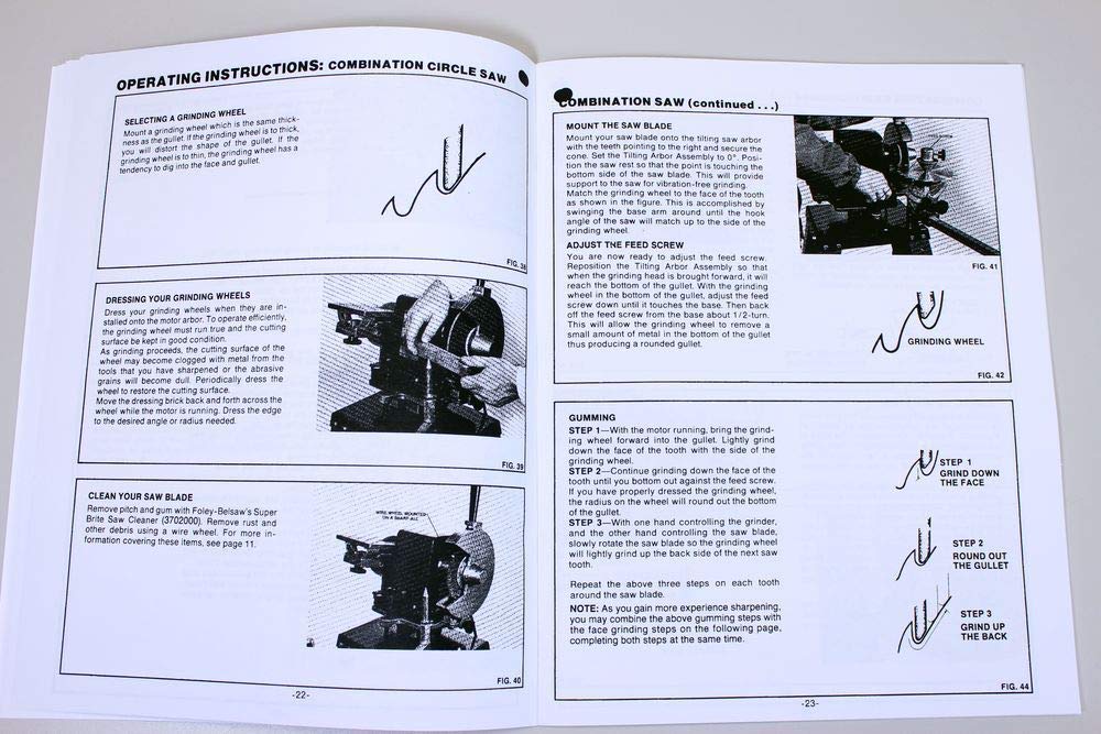 Belsaw 1055 Saw Sharpener Tool Grinder - Complete Owner's Manual with Repair Parts List | Professional Saw Blade Sharpening for Woodworking & Metal Cutting Tools