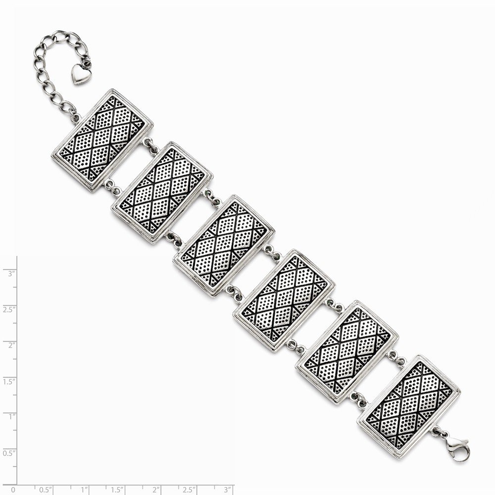 Jewels By Lux Stainless Steel Vintage Bracelet with 2-inch Extension Chain - Perfect for Weddings, Parties & Everyday Elegance