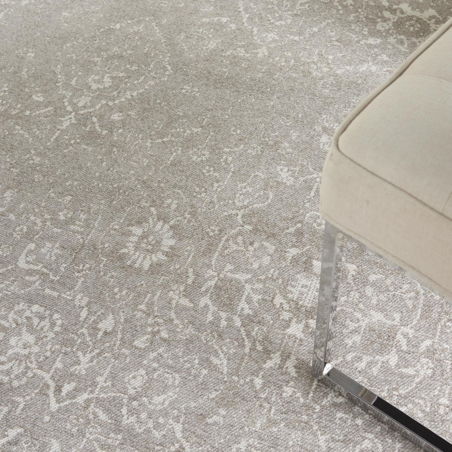 Nourison Damask Farmhouse Light Grey 8' x 10' Area Rug - Easy to Clean, Non-Shedding, Stain Resistant - Perfect for Bedroom, Living Room, Dining Room & Kitchen Decor (8x10)