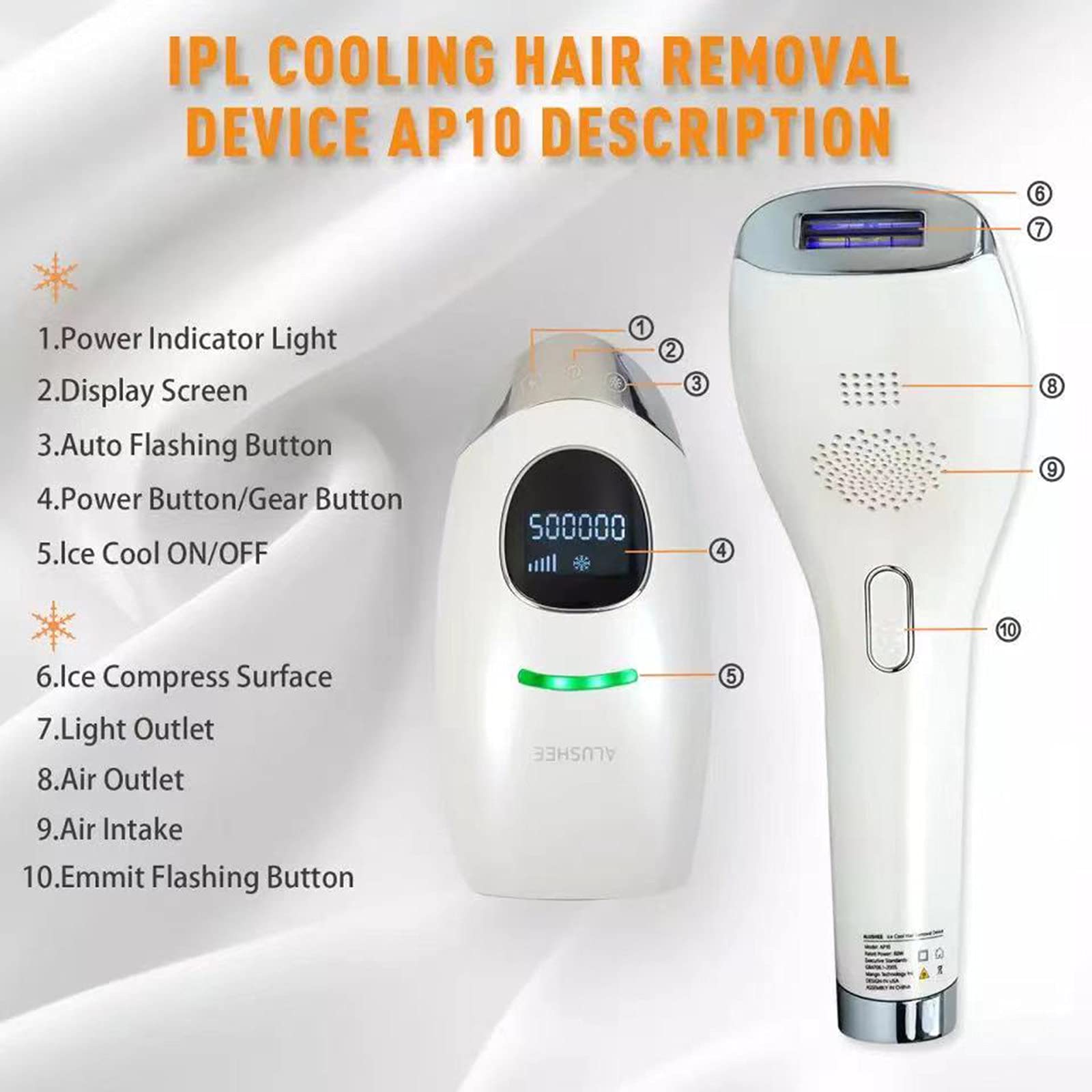 Professional IPL Hair Removal Device for Women & Men - Painless Permanent Hair Remover for Face, Body, Bikini Line - Skin Rejuvenation System with Ice Cooling Technology - At-Home Beauty Salon Treatment for Smooth Skin
