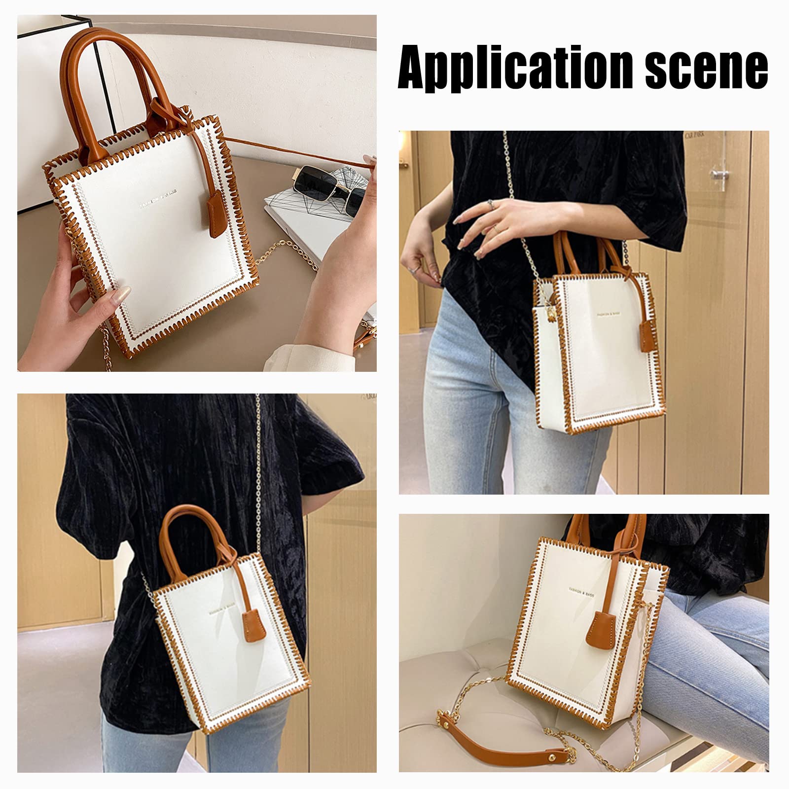 WADORN 15pcs Leather Knitting Crochet Bags Making Kit - DIY Leather Craft Handbag Sewing Material with Purse Cross Stitch Supplies, 7x8.6 Inch (White) - Perfect for Gift Making, Home Crafting & Fashion Accessories