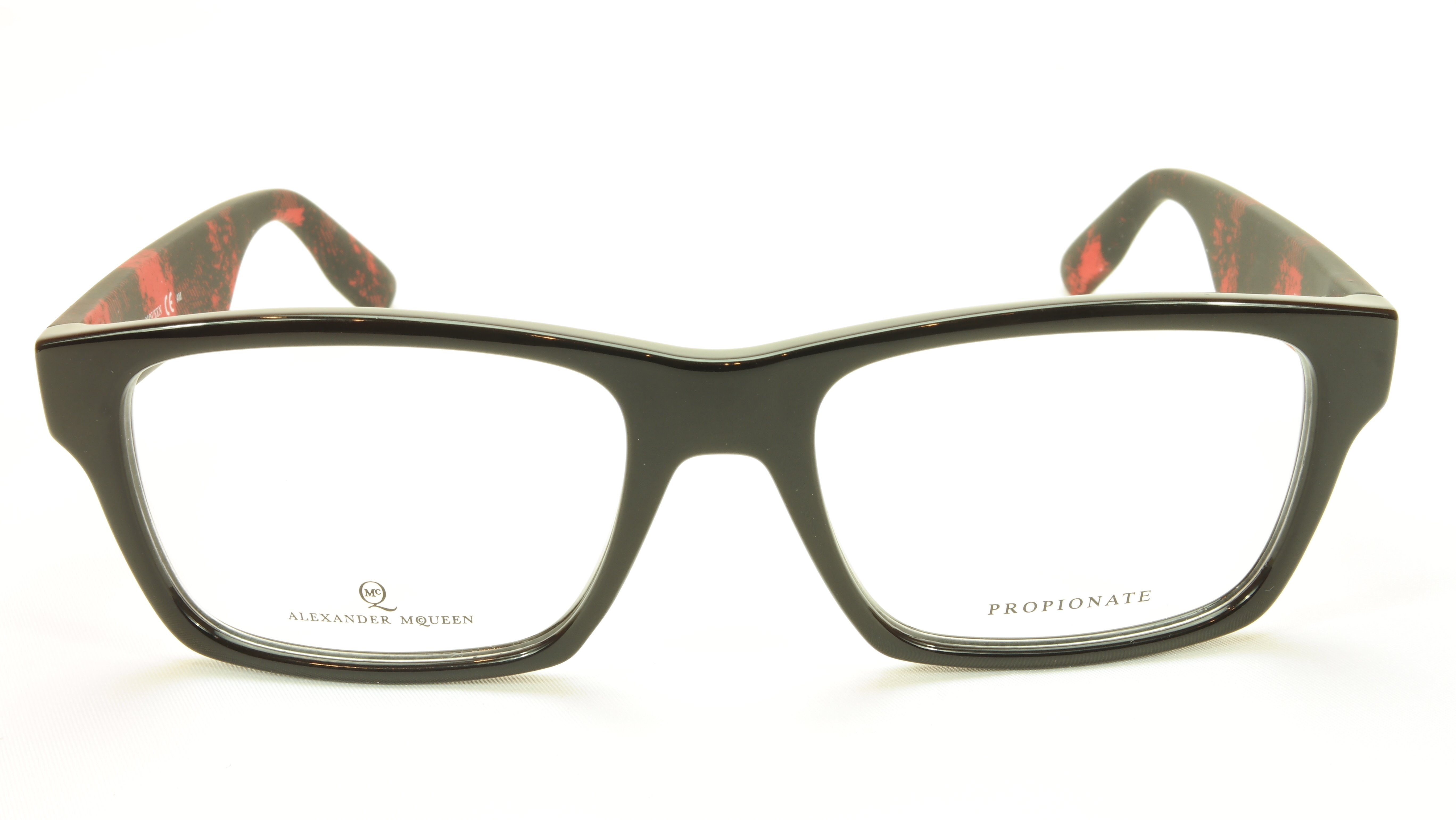 Alexander McQueen Eyeglasses Frame MCQ 0011 RJZ Black Red Acetate Italy 53 18 140 - Stylish Designer Eyewear for Men & Women | Perfect for Fashion, Work & Everyday Wear