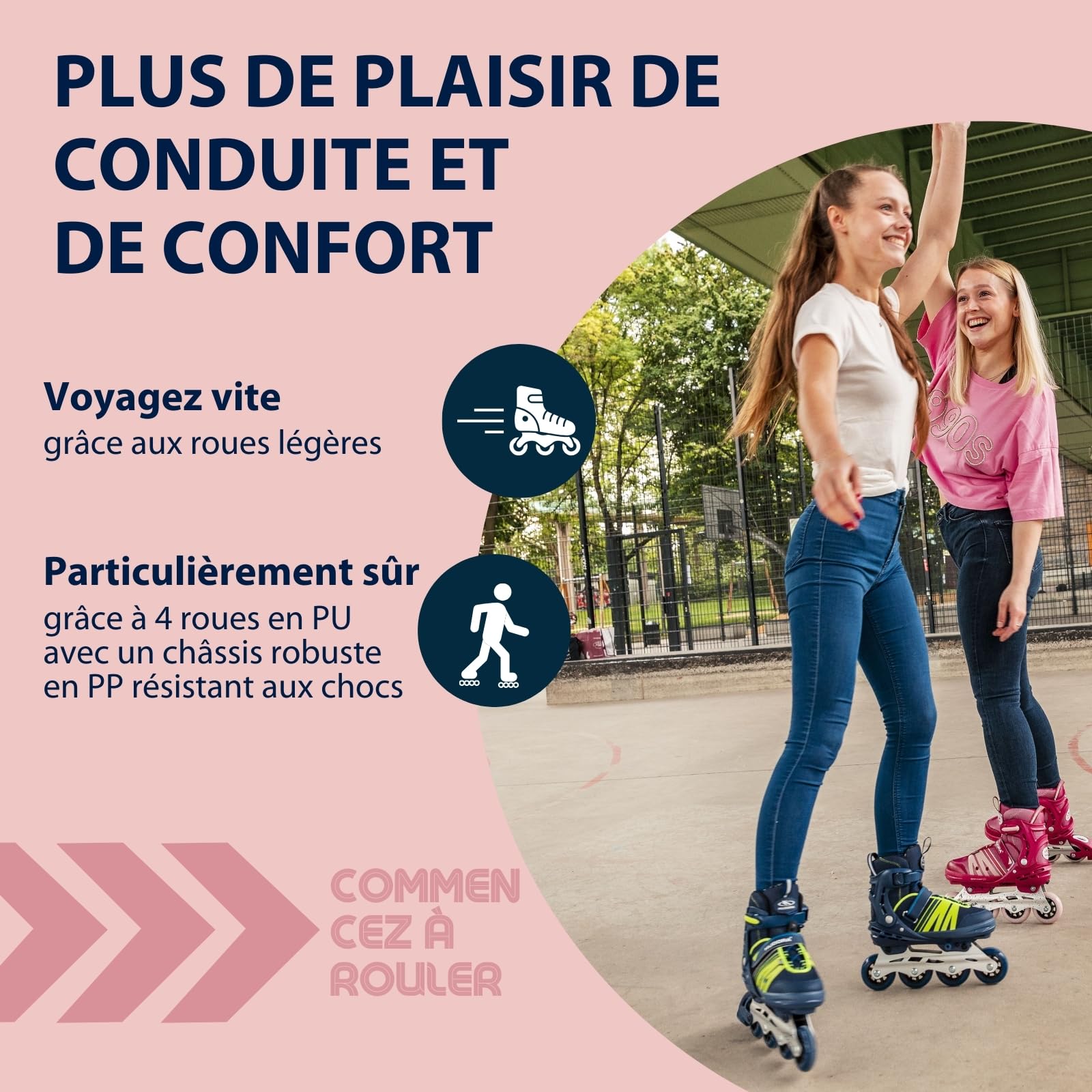 HUDORA Adjustable Inline Skates for Kids & Teens - Breathable Comfort Fit Rollerblades with Size Extension up to 6 Sizes - Perfect for Outdoor Sports, Fitness & Family Fun Activities