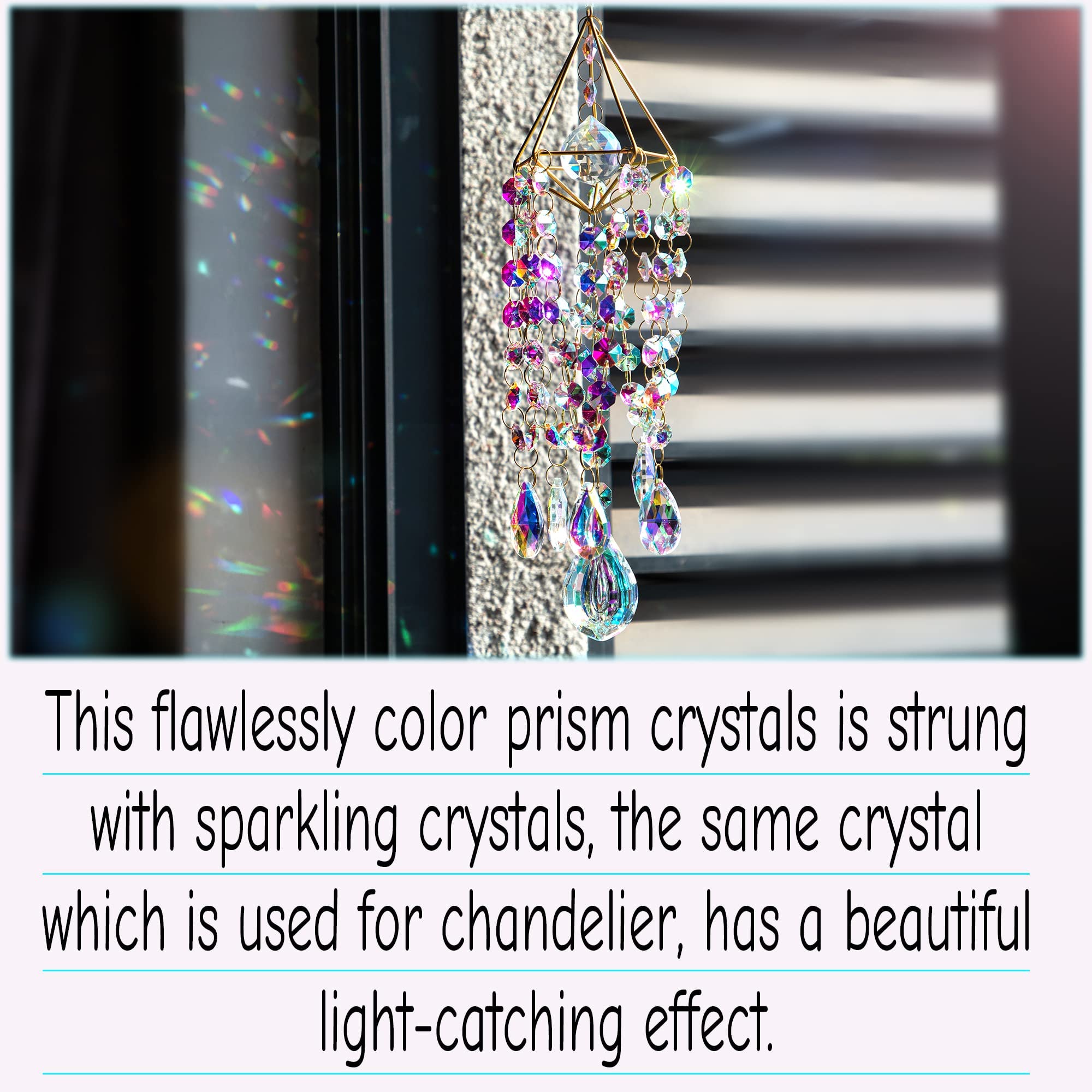 63mm Maple Leaf Crystal Ball Prisms - Handmade Gold Plated Suncatcher with Angel Wings, Rainbow Maker for Window Decor, Garden Ornament, Meditation Gifts & Spiritual Healing