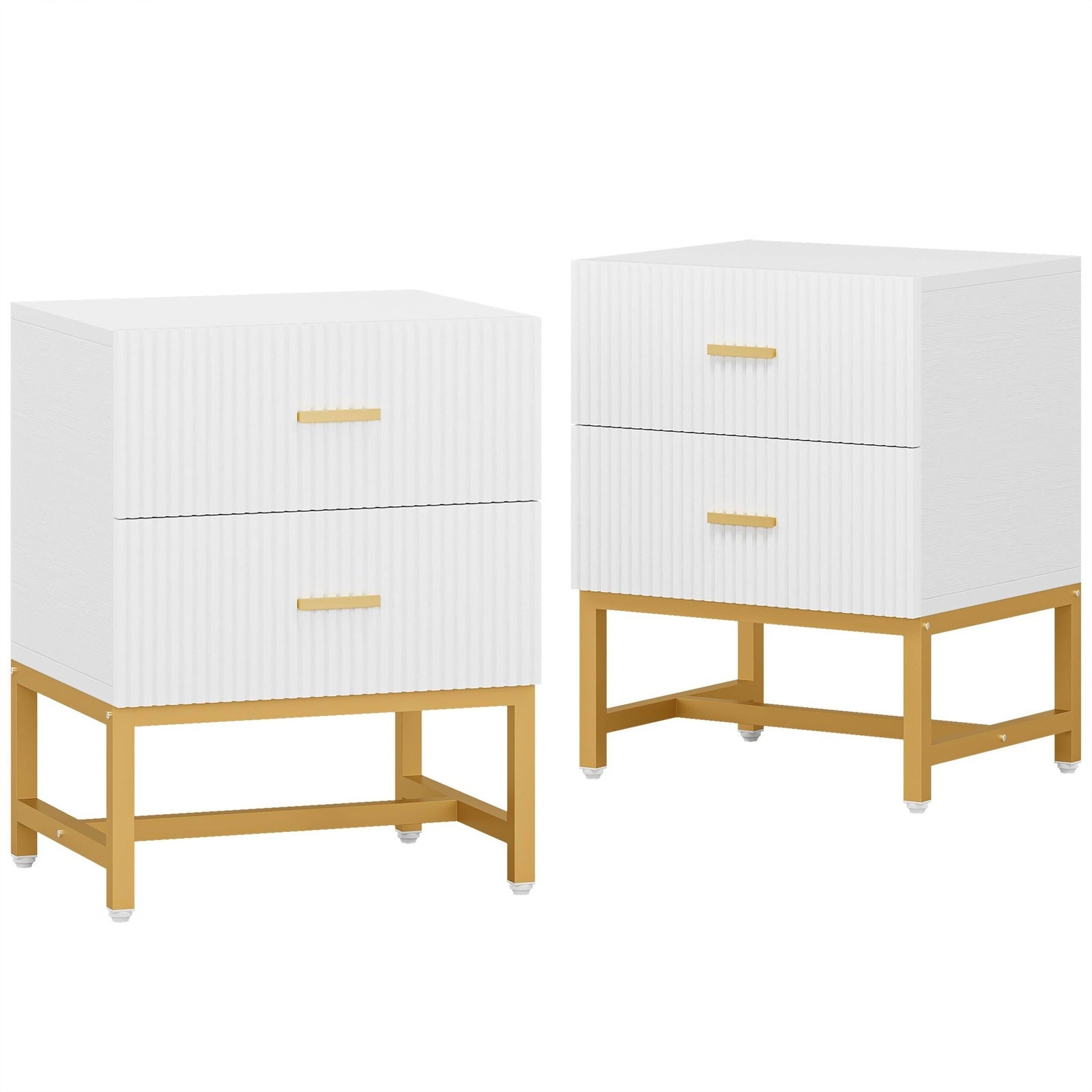 Modern 2-Drawer Nightstand with Storage - Stylish Bedside End Table for Bedroom, Living Room & Office Organization