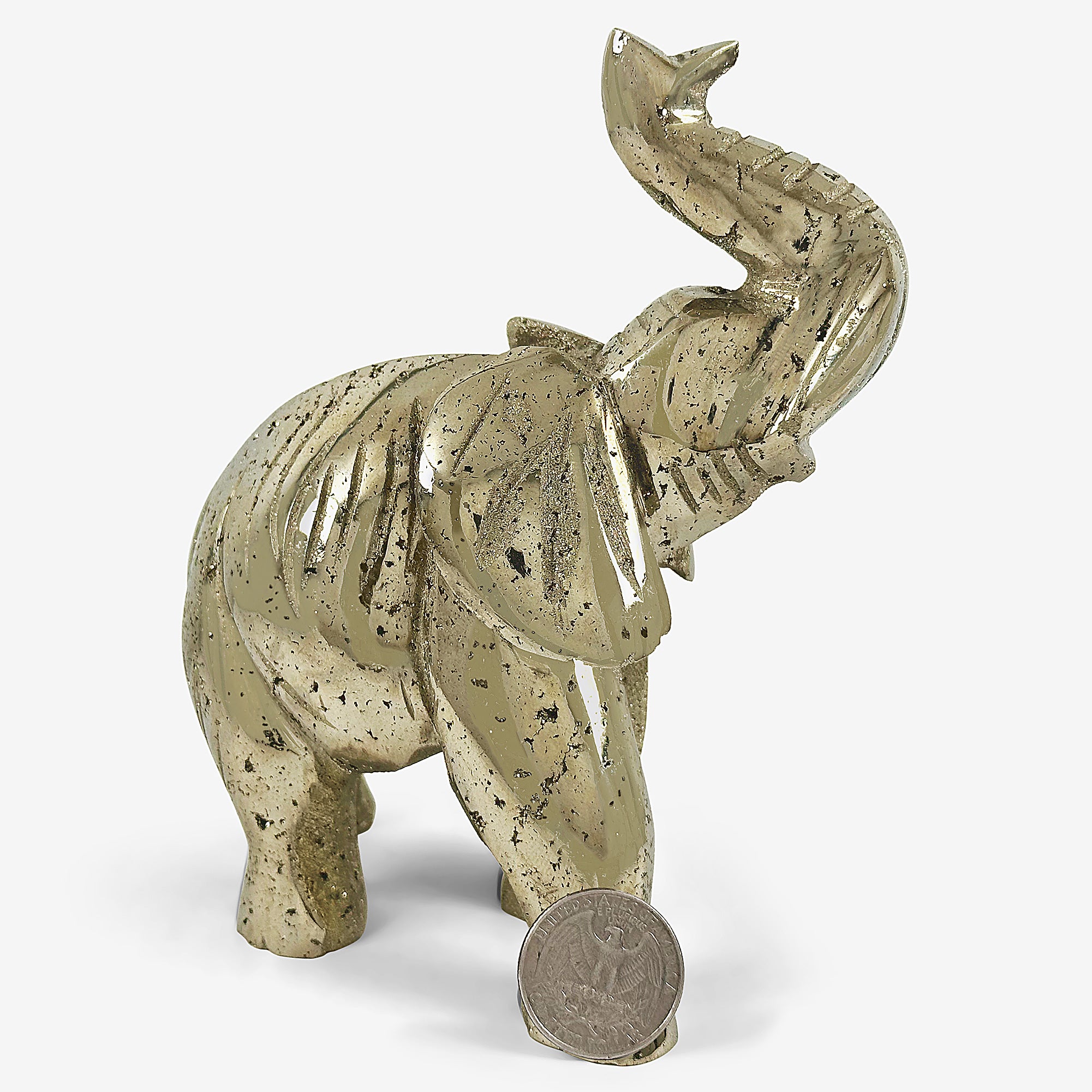 Hand Carved Pyrite Elephant Gemstone Animal Carving - Natural Healing Crystal for Home Decor, Meditation & Feng Shui - Perfect Gift for Elephant Lovers & Spiritual Seekers