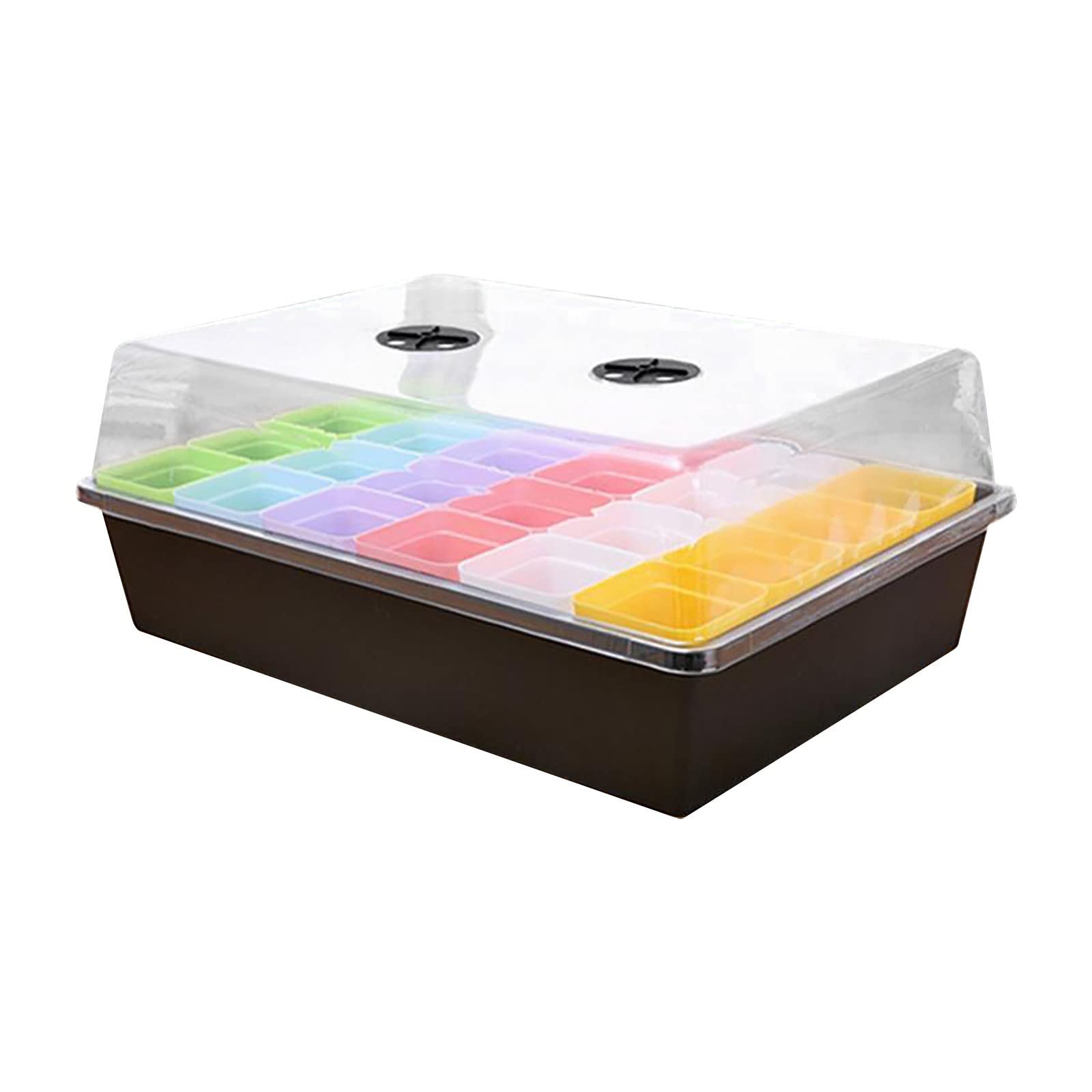 Yiser 24-Cell Seed Starter Tray with Lids - Mini Plastic Seedling Pots with Drainage Holes - Indoor Gardening Kit for Herbs, Vegetables, Flowers - Perfect for Home Garden, Greenhouse & Hydroponics (Black, One Size)