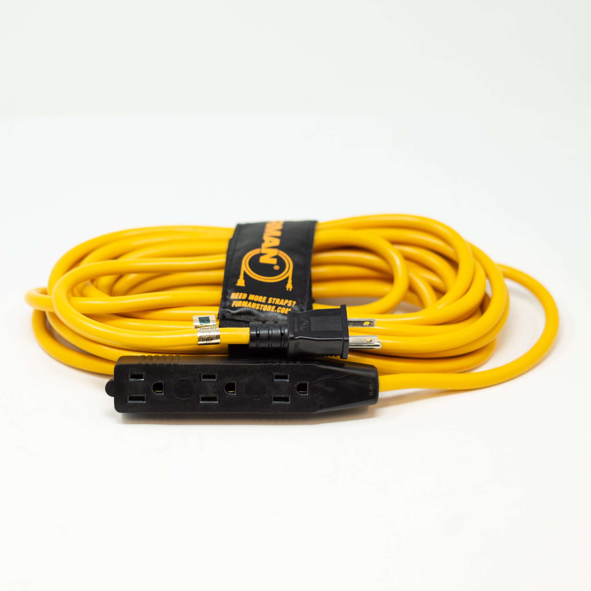 25ft Medium Duty 5-15P to (3) 5-15R Generator Power Cord with Storage Strap - Perfect for Home Backup Power, RV Camping, and Emergency Power Outages