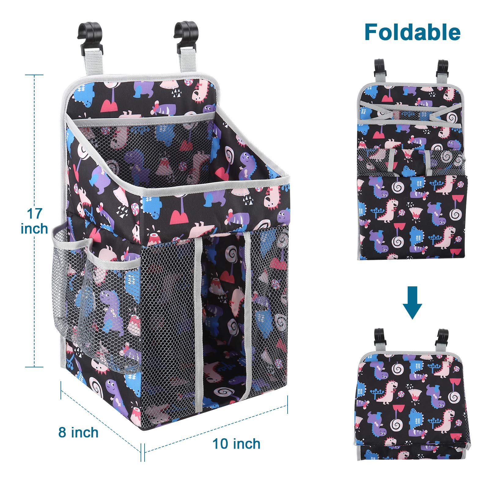 Hanging Baby Diaper Caddy Organizer - Portable Diaper Stacker & Nursery Storage Bag for Changing Table, Crib, Playard or Wall - Perfect Baby Shower Gift for Newborns (Black) - Ideal for Nursery Organization & Quick Diaper Changes