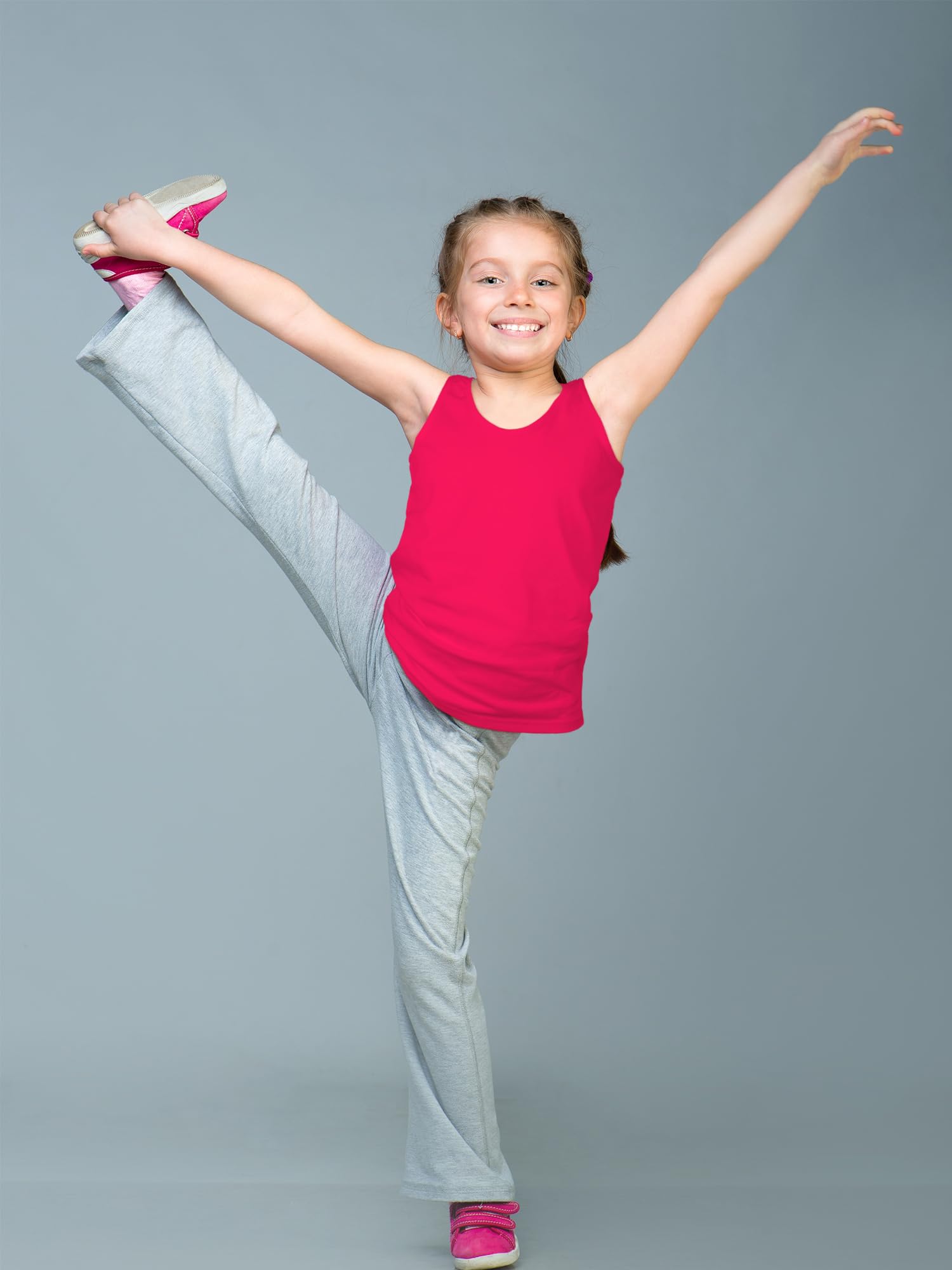 SATINIOR 4-Piece Girls Dance Tank Tops Set - Racerback Crop Tops & Sleeveless Dancewear for Gymnastics, Cheerleading & Ballet Practice - Breathable Performance Tops for Kids & Teens