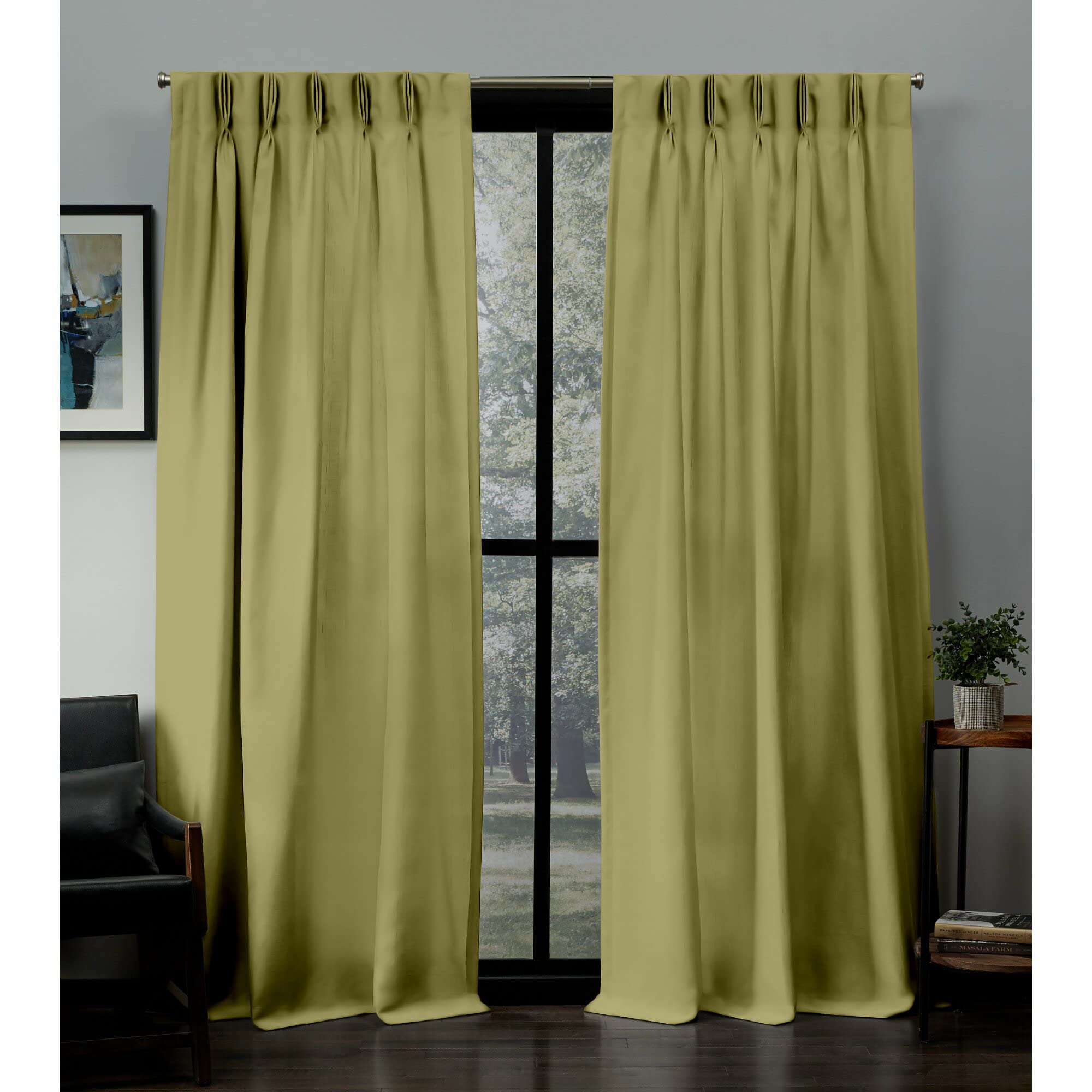 Magic Drapes Triple Pinch Pleat Blackout Curtains - Thermal Insulated Room Darkening Window Panels (1 Panel, 52x108 Inches, Bottle Green) - Spill Proof & Machine Washable for Bedroom, Living Room & Nursery