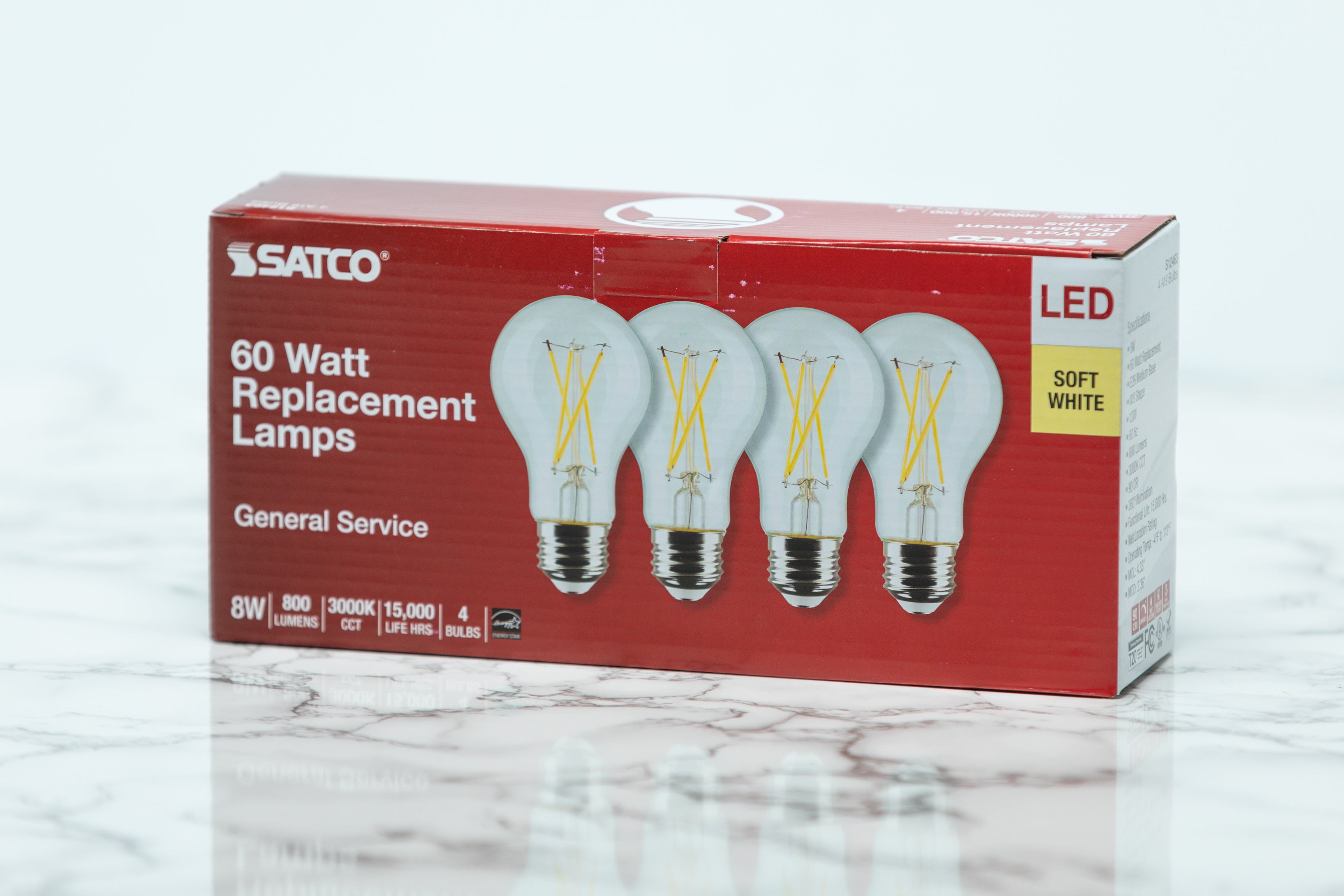 Satco A19 Standard LED Light Bulb - 7W 60W Equivalent, 800 Lumens, E26 Base, Warm White 2700K, Energy Saving Light Bulbs for Home, Bedroom, Living Room, Office Lighting