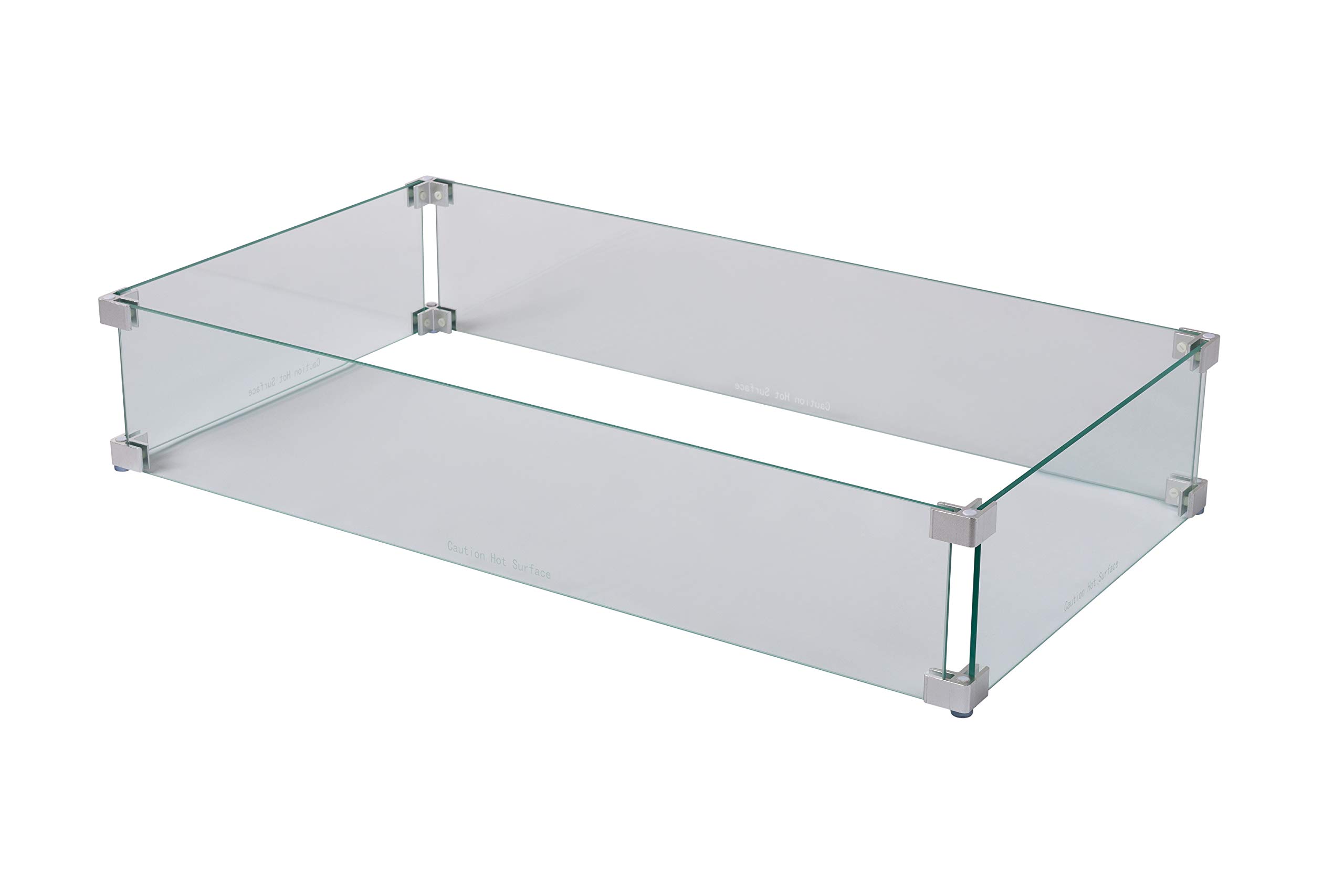 Fire Sense 63248 Clear Tempered Glass Wind Guard for Propane Fire Pits & Patio Heaters - Best Flame Viewing Experience - Durable Rectangular Wind Screen for Outdoor Backyard, Camping & Patio Use