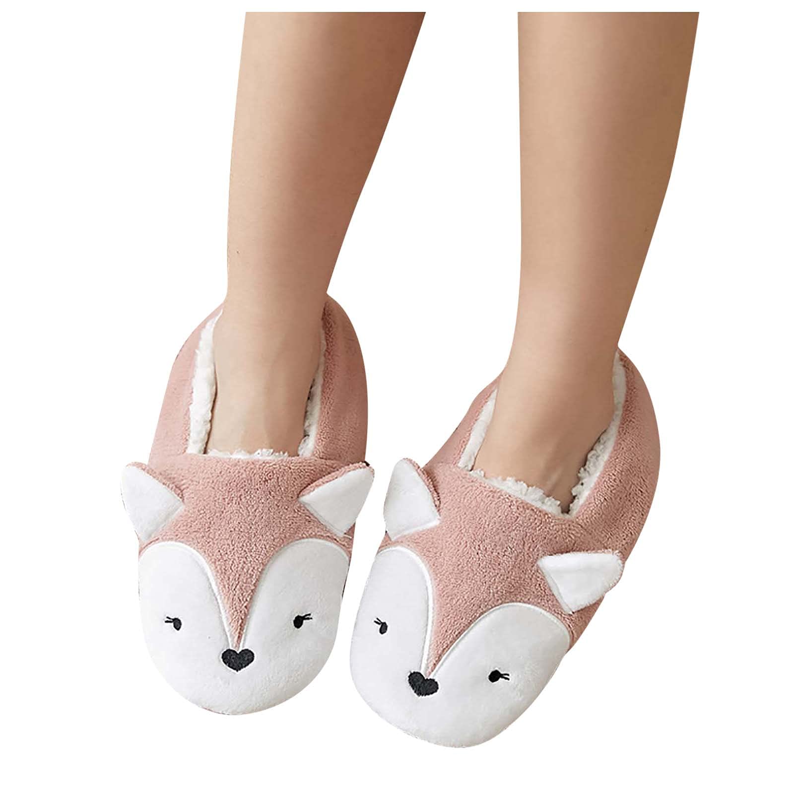 iOPQO White Tall Socks for Women & Girls - Cartoon Knee High Socks, Thick Warm Non-Slip Sleeping Socks, Cozy Floor Slipper Socks for Winter, Home & Lounge Wear