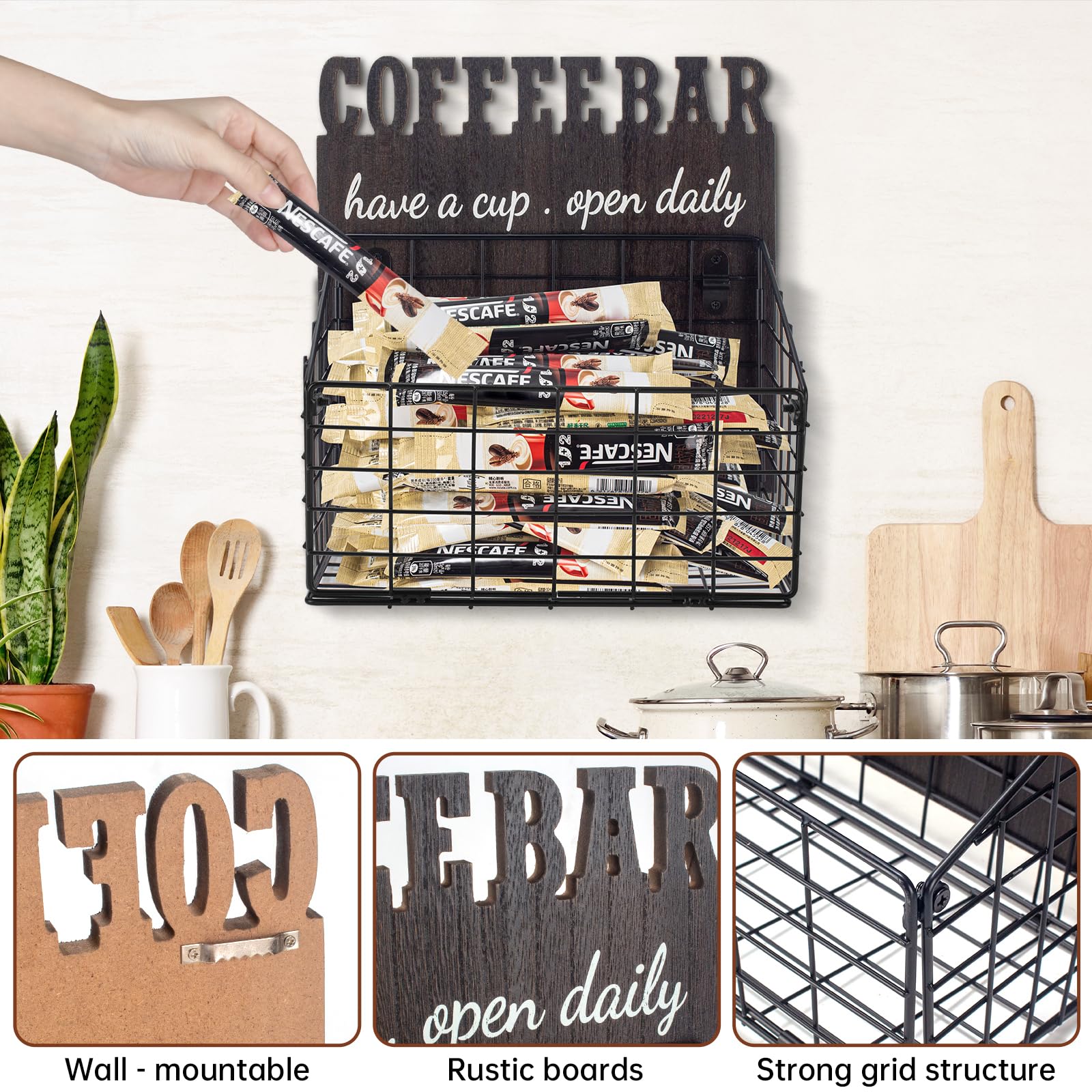 Large Coffee Pods Holder Organizer - Wall Mounted K Cup Storage Rack for Keurig & Espresso Machines - Perfect for Coffee Bar, Kitchen & Office Organization