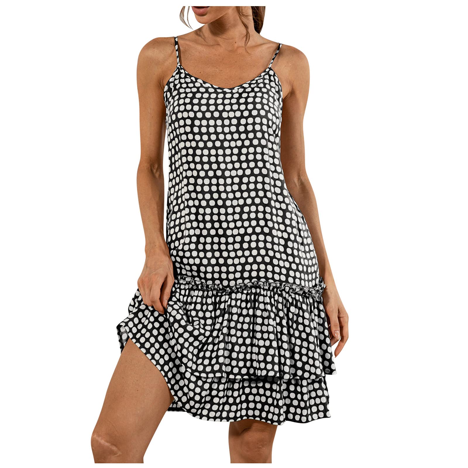 Sexy Ruffle Suspender Sundress for Women - Cute Summer Mini Dress with Polka Dot Pattern | Perfect for Beach Vacations, Date Nights & Outdoor Parties
