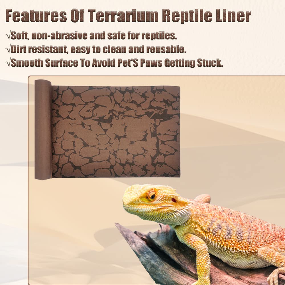 Premium Reptile Carpet Sand Mat - 16x23In (2 Pcs) Bearded Dragon Terrarium Substrate, Leopard Gecko Tank Liner, Lizard Bedding for Tortoise, Turtle, Snake & Chameleon - Includes Feeding Tweezers | Ideal for Desert Habitat Setup & Easy Cleaning